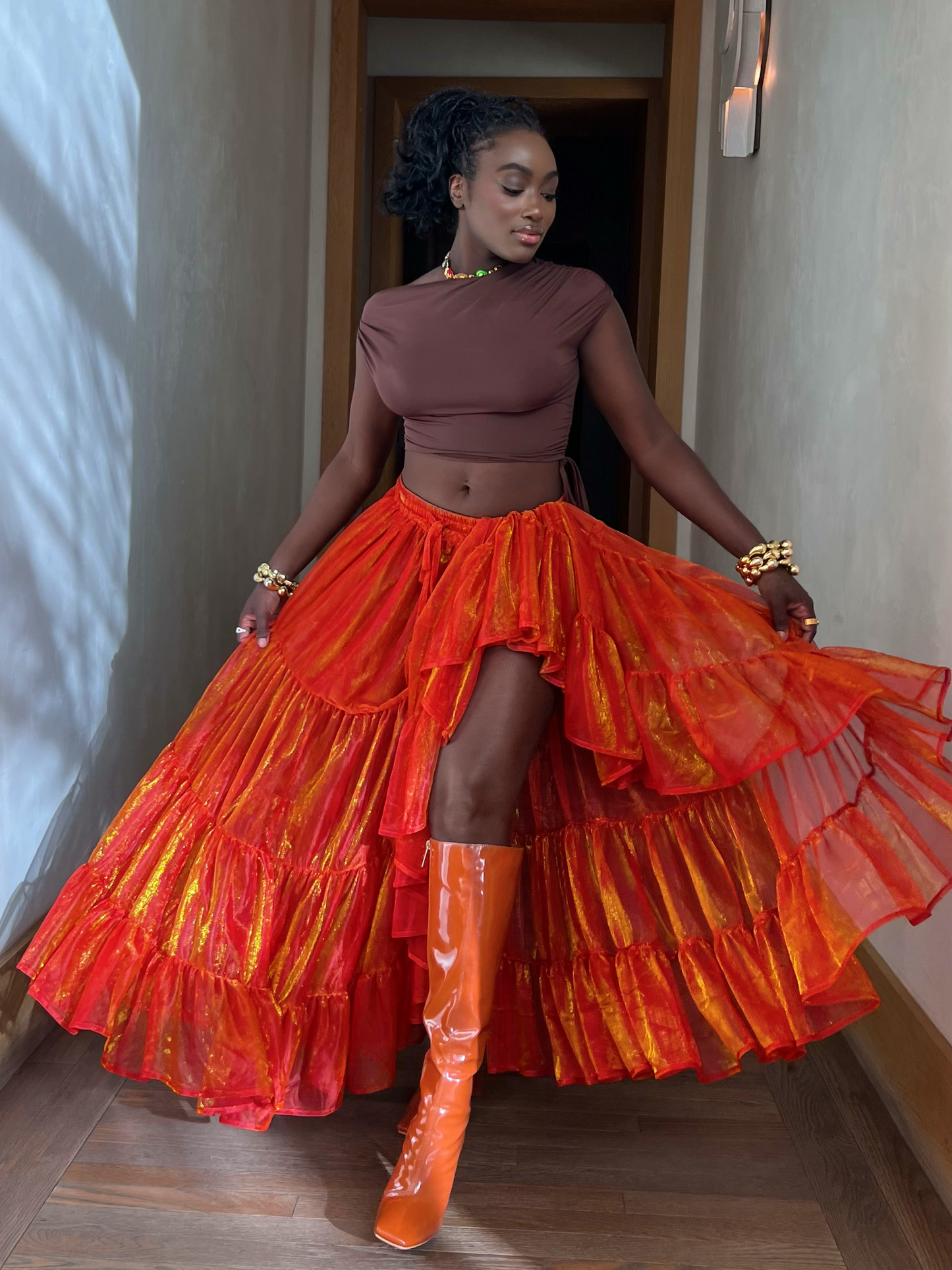 Blakely Multi-Wear Maxi Skirt- Orange
