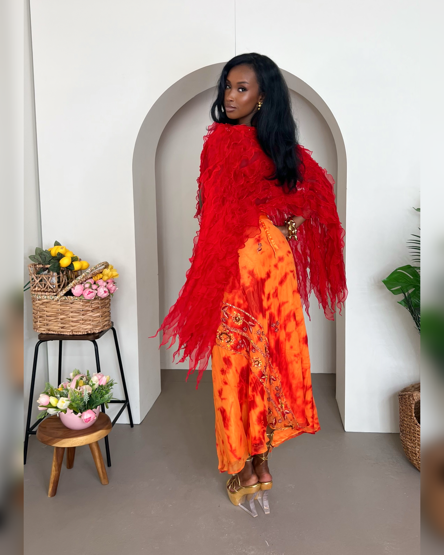 Alessandra Wrap Skirt - Orange