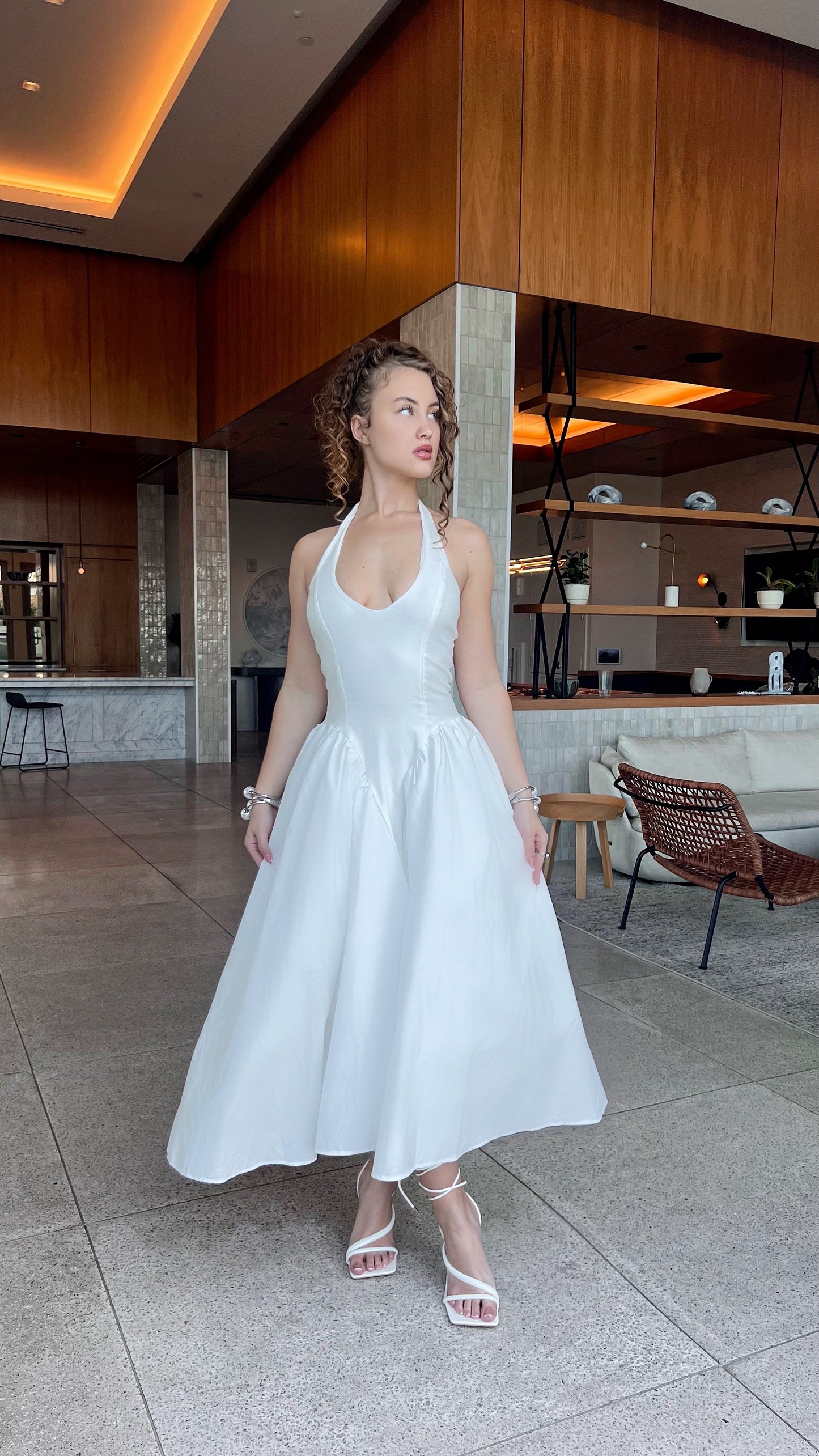 Esmeralda Halter Dress - White