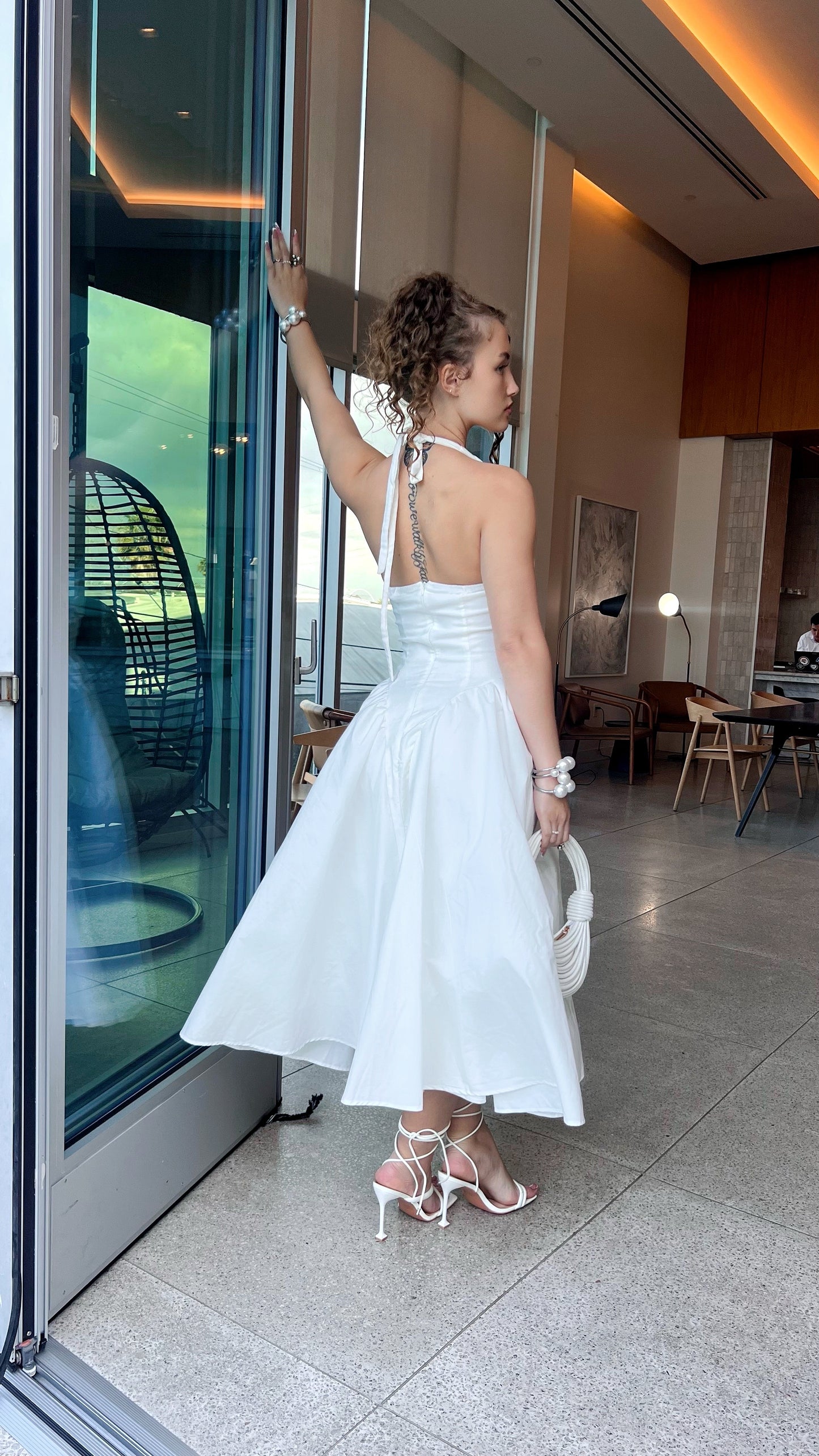 Esmeralda Halter Dress - White