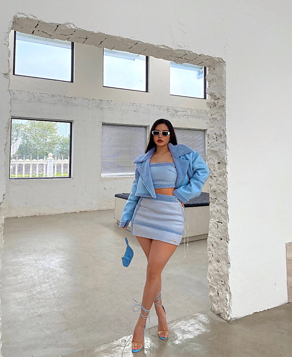 Hallie 3pc Skirt Set - Baby Blue - Preorder – Pink Plastic