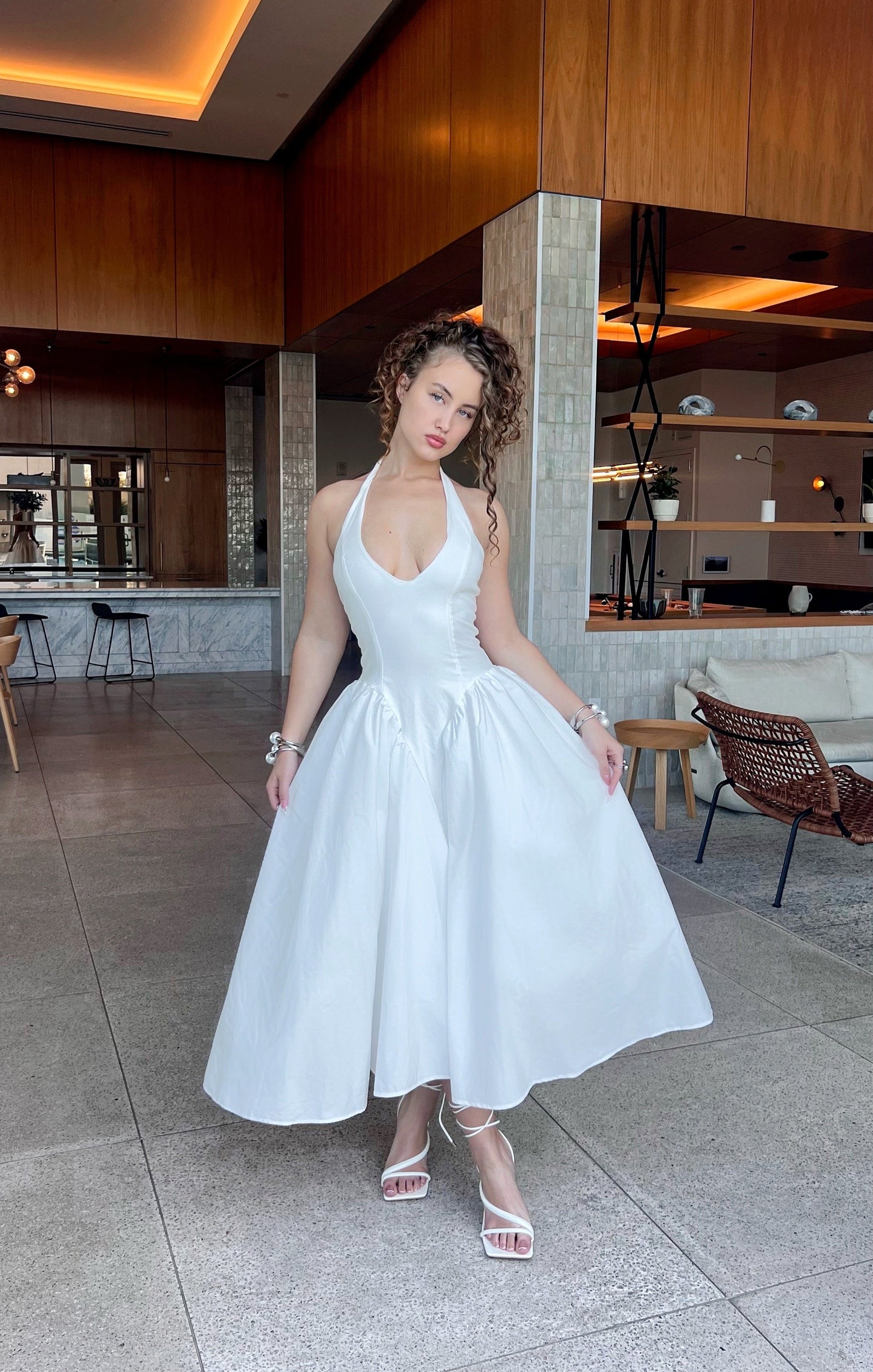 Esmeralda Halter Dress - White
