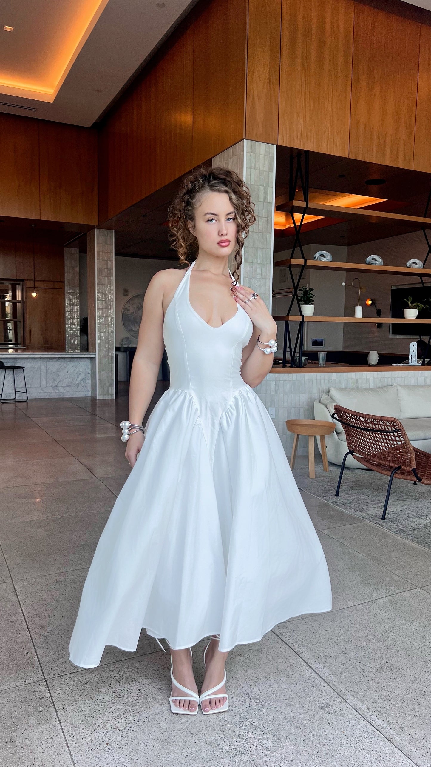 Esmeralda Halter Dress - White