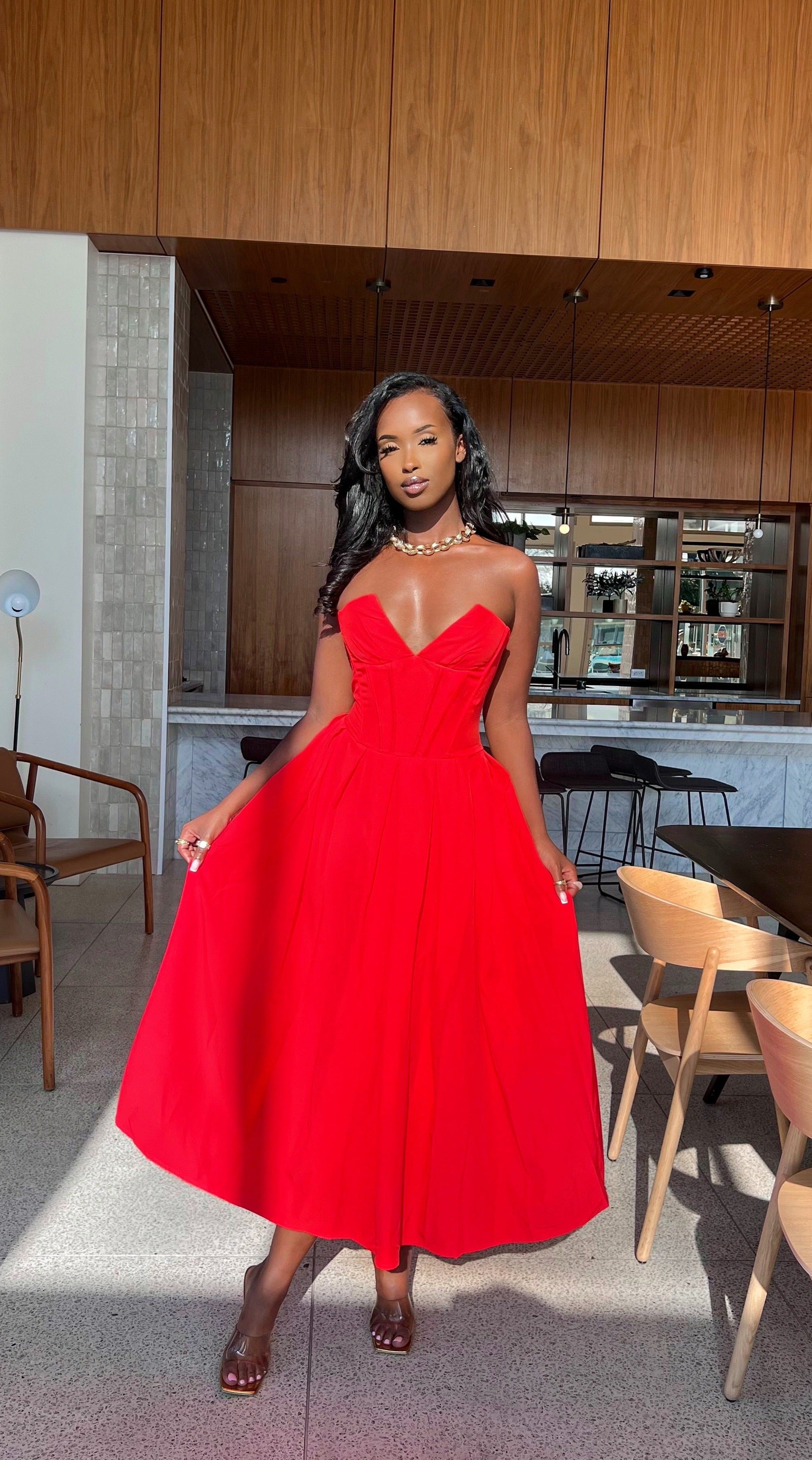 Ellie Strapless Dress Ruby Red main image 0