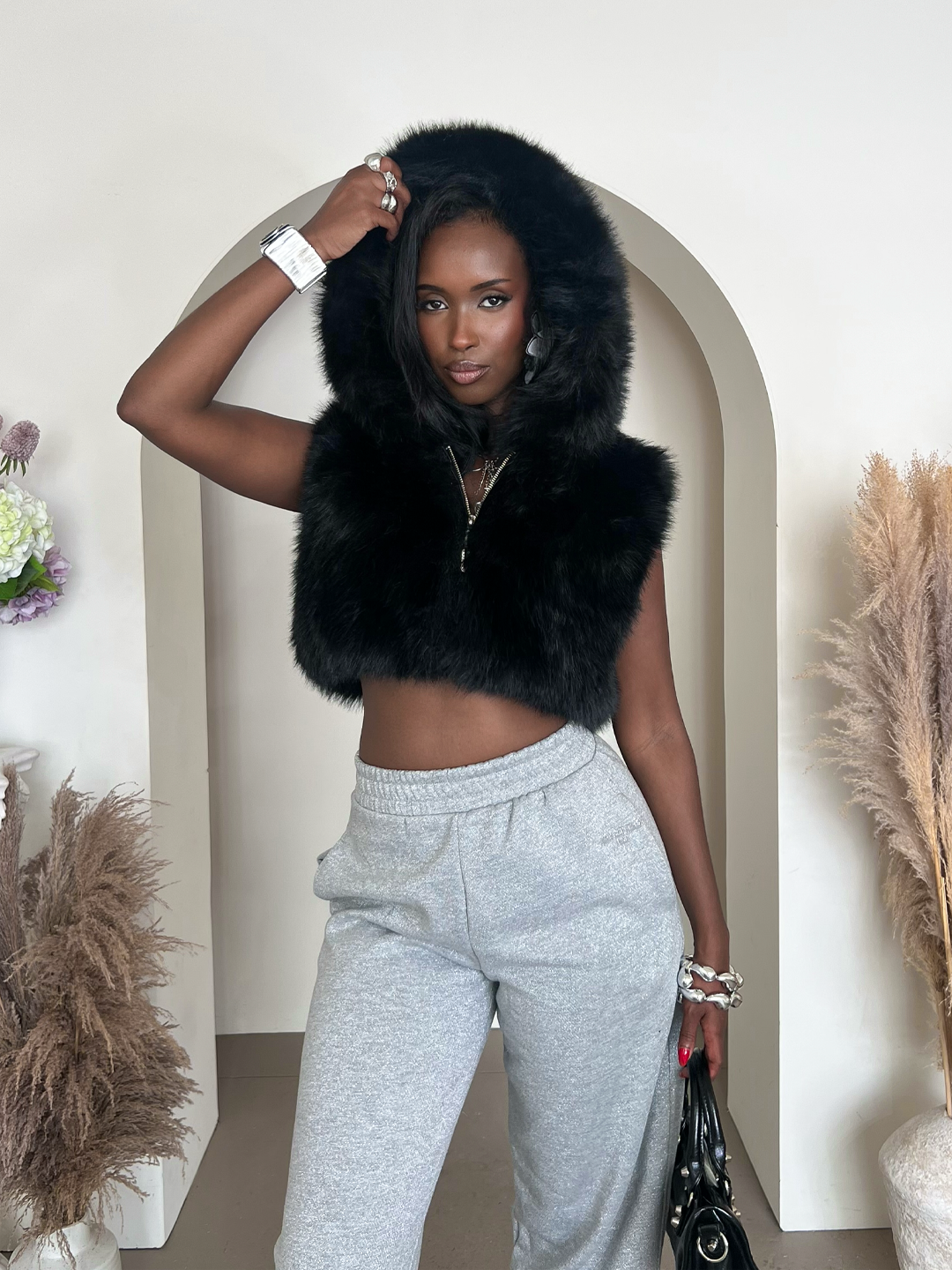 Alice Cropped Vest- Black