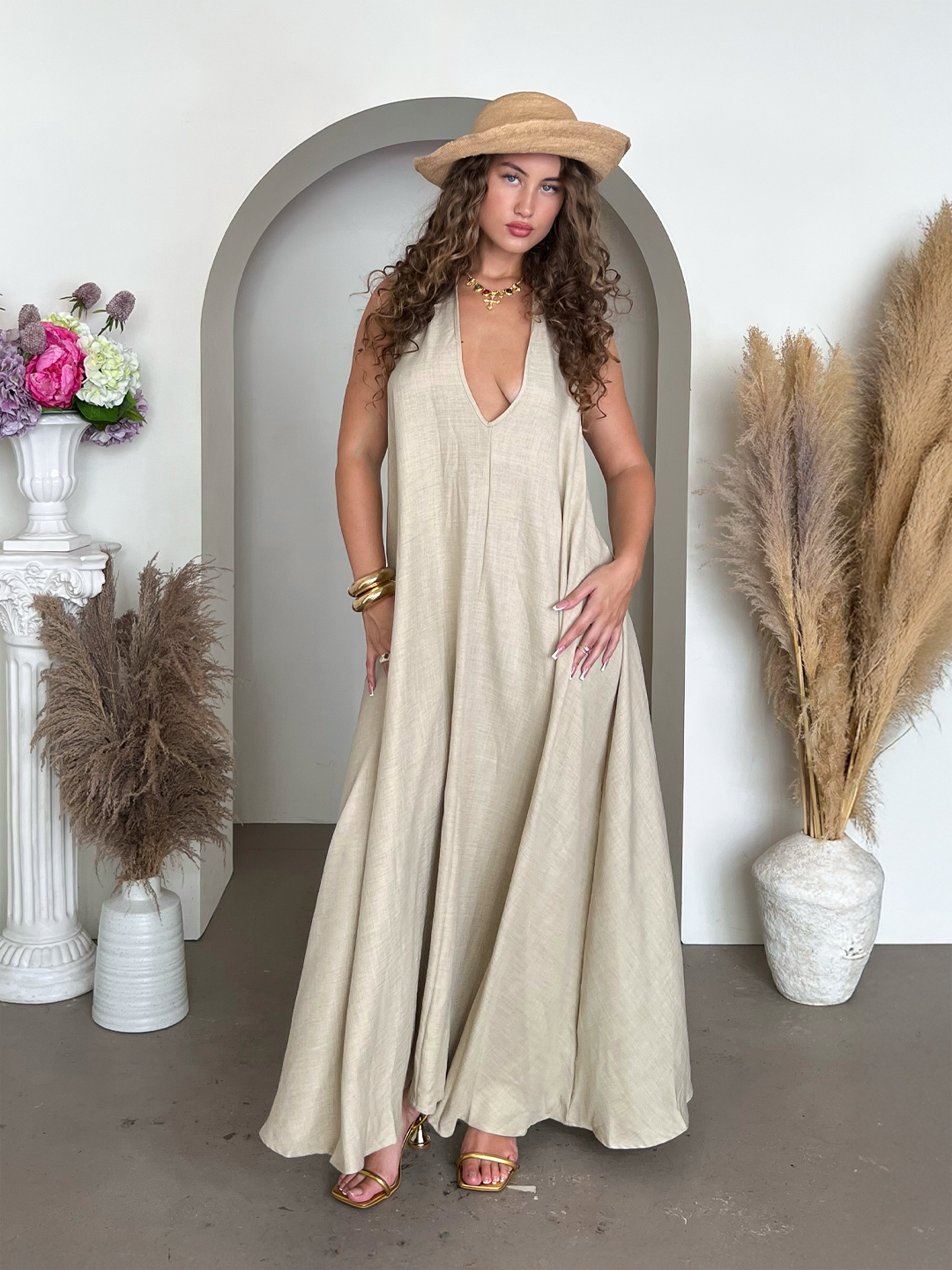 Aicha Maxi Dress - Tan