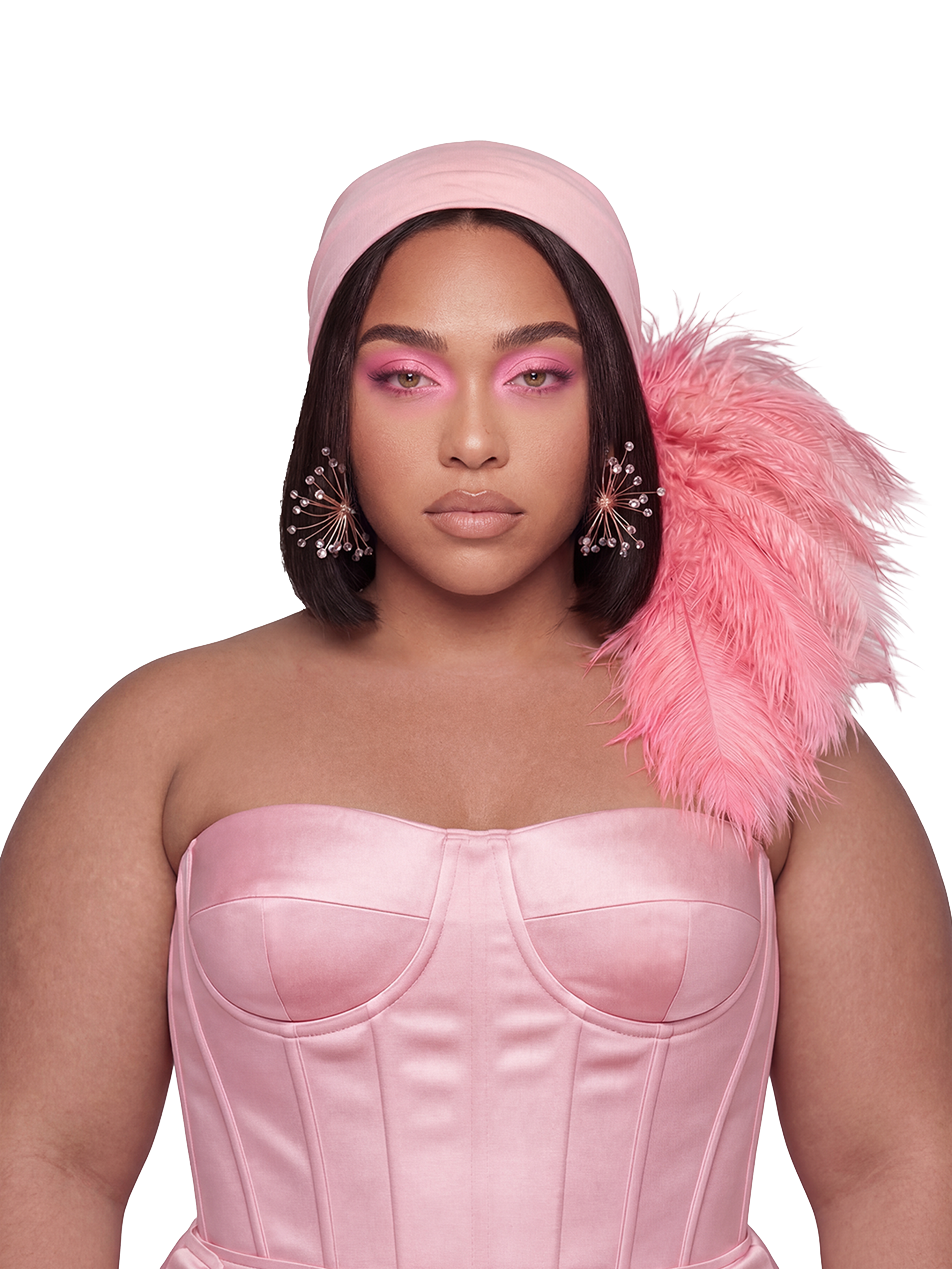 Noire Feather Headscarf- Baby Pink