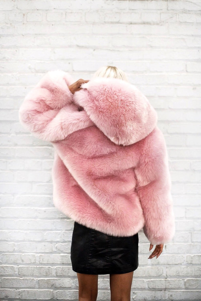 Lola Faux Fur Hoodie - Blush Pink – Pink Plastic