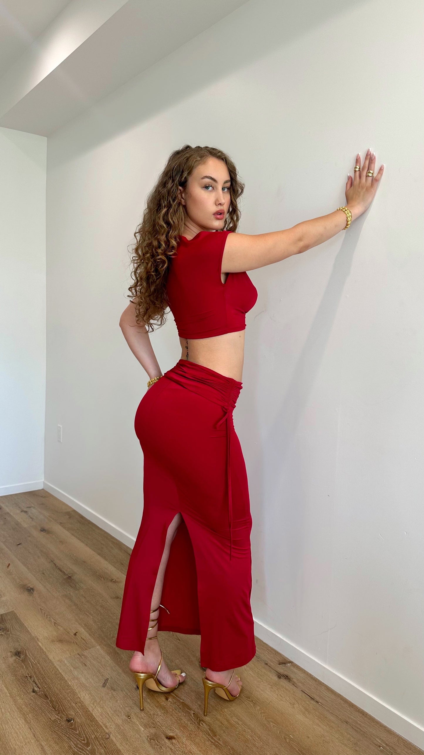 Tai Maxi Skirt Set- Burgundy