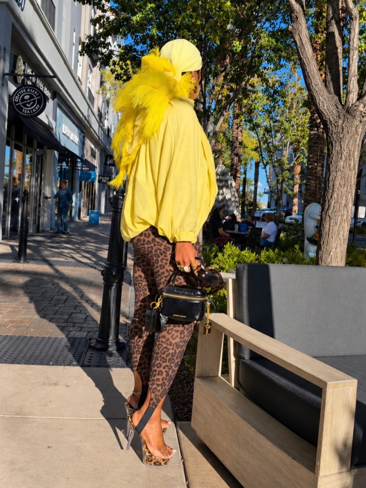 Noire Feather Headscarf- Yellow