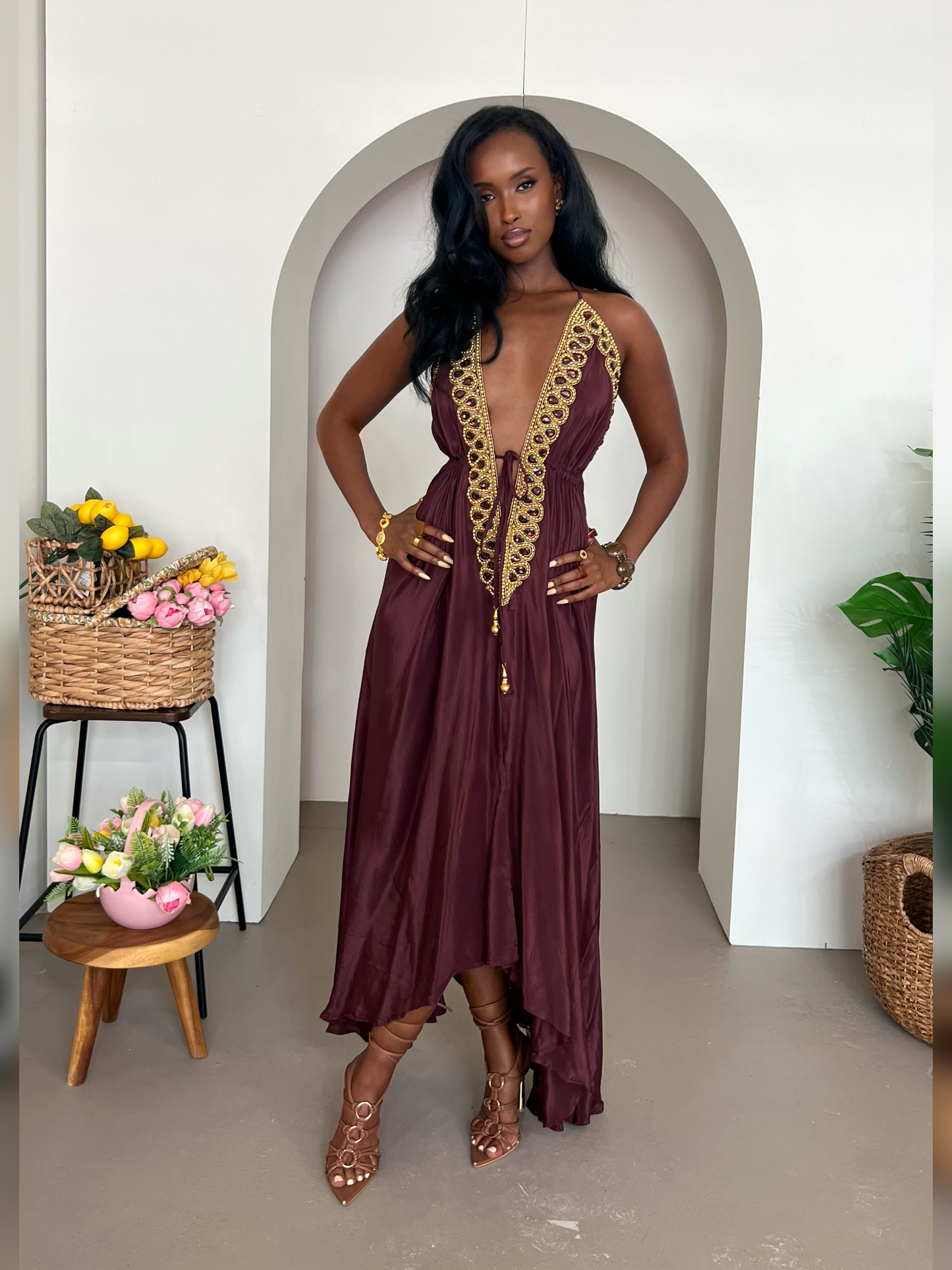 Vittoria  Dress - Brown - Preorder