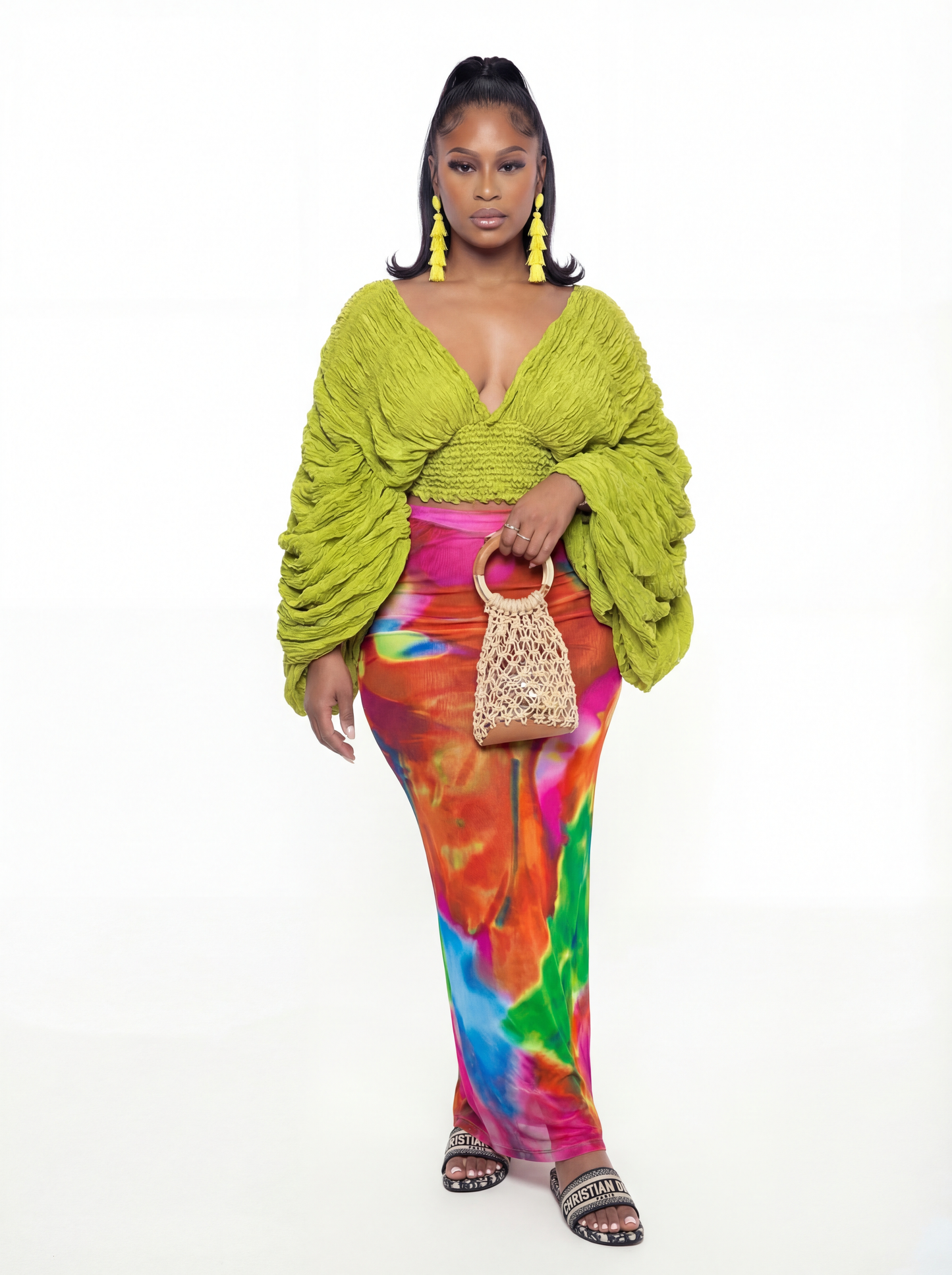 Coco Cropped Blouse (CURVE) - Olive