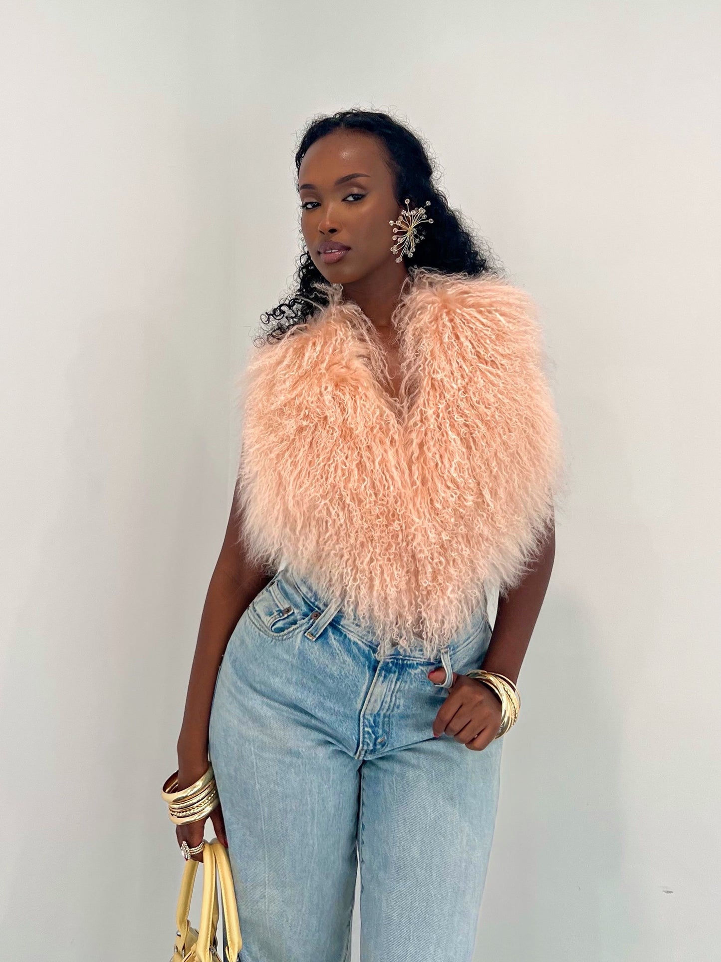 Clarissa Fur Vest - Pale Pink