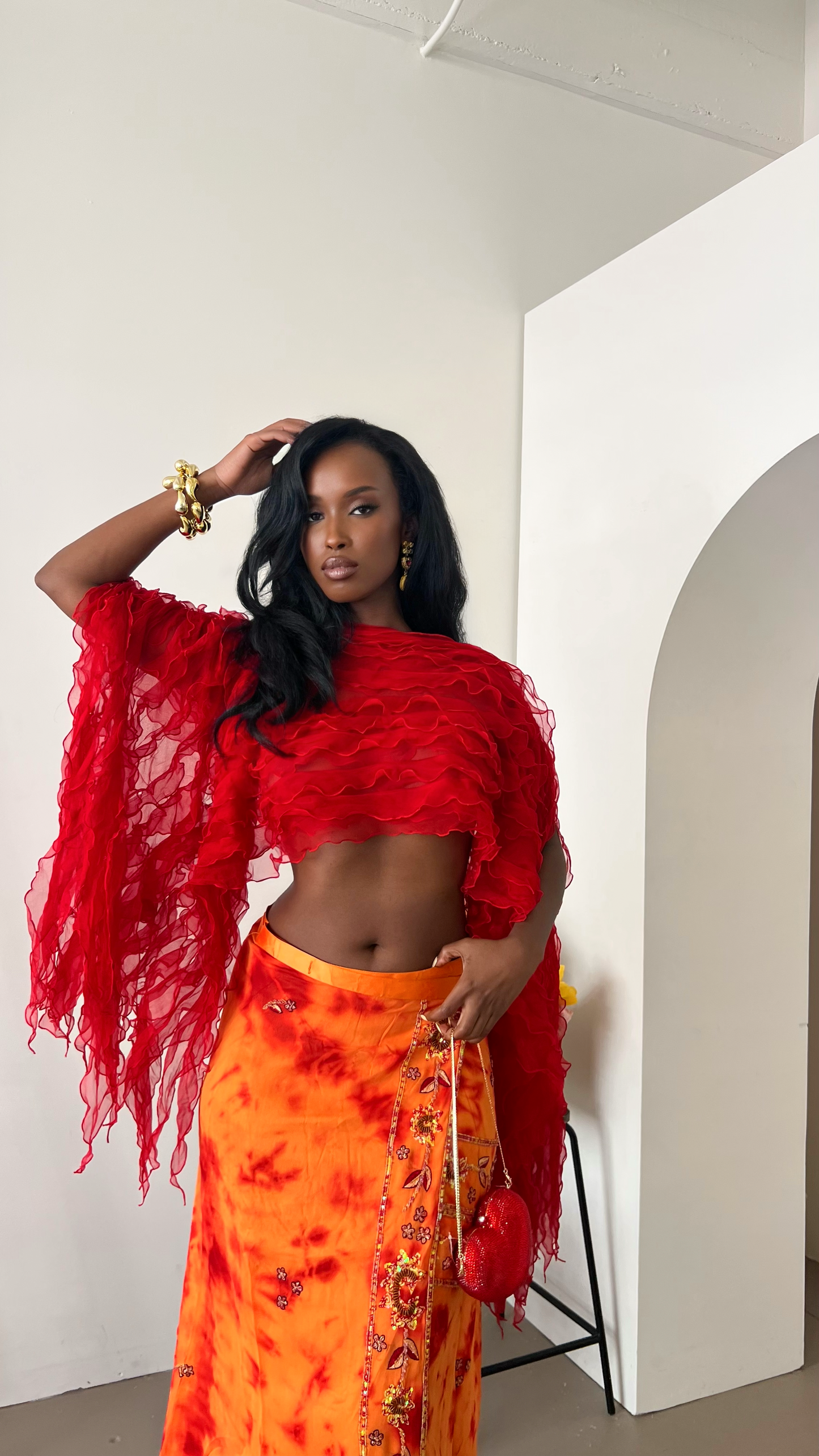 Alessandra Wrap Skirt - Orange