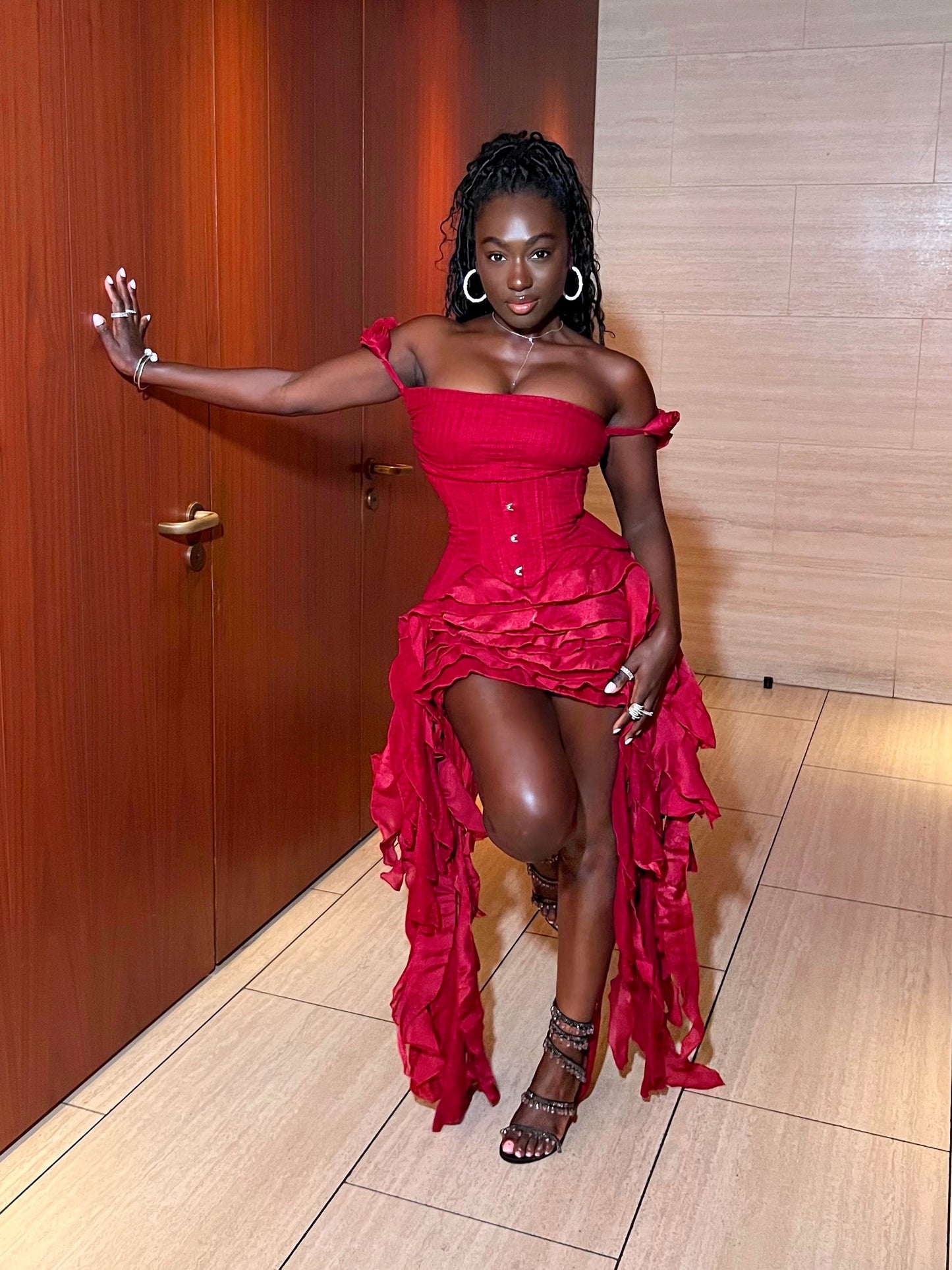 red corset dress costume Dark Red Flutter Dress 3XL