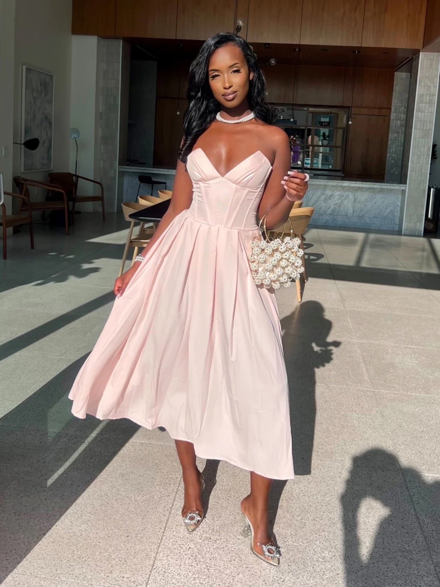 Ellie Midi Dress -Light Pink