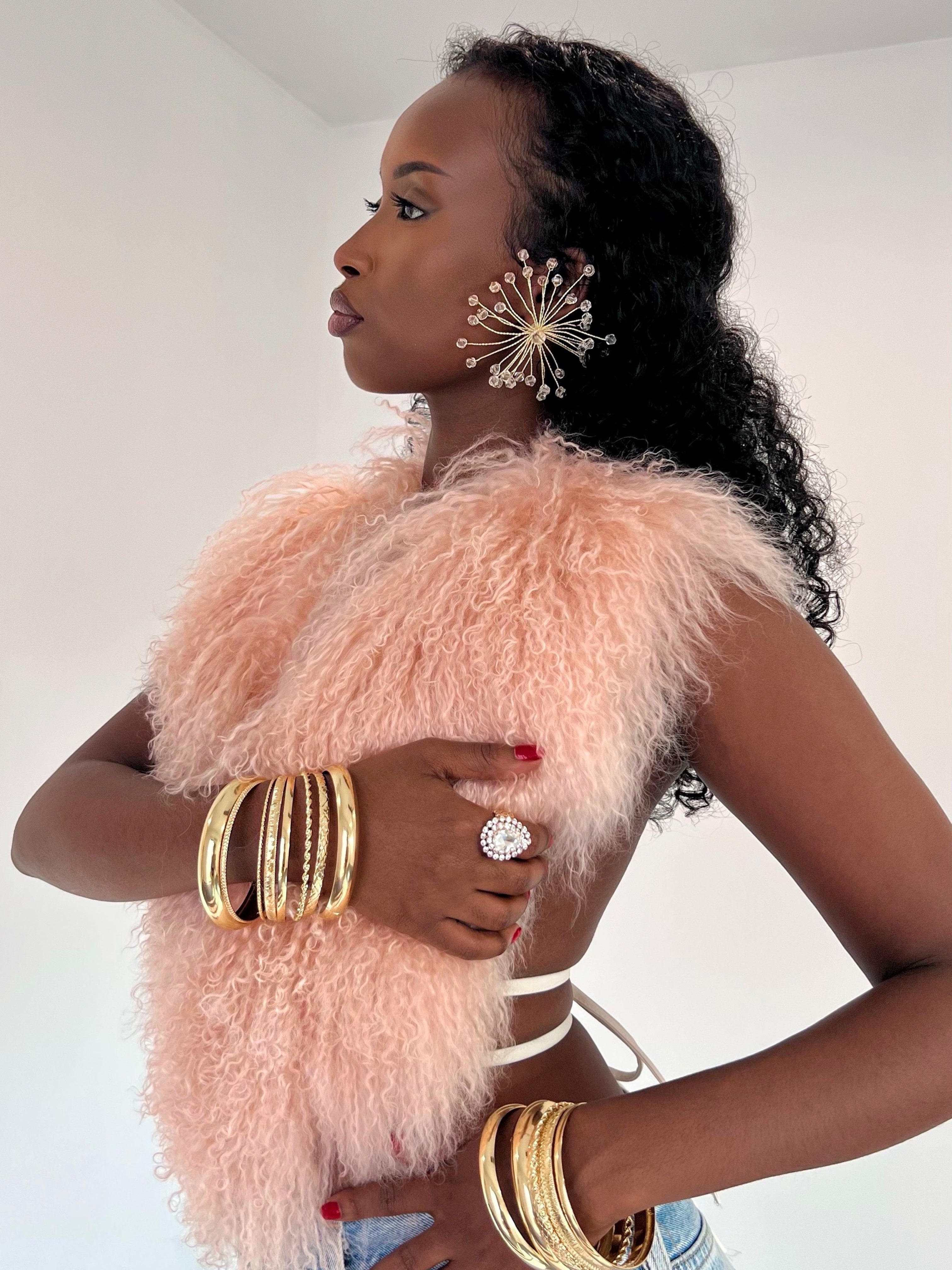 Clarissa Fur Vest - Pale Pink