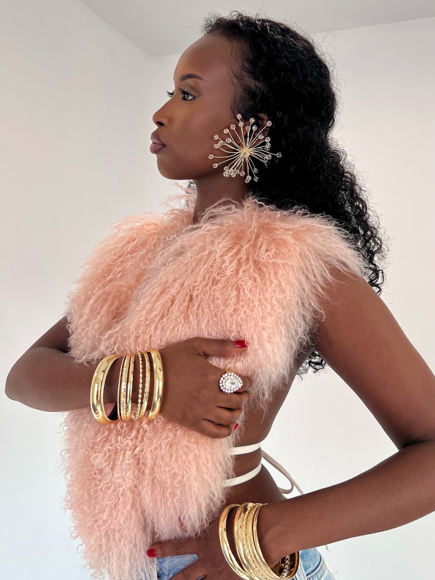 Clarissa Fur Vest - Pale Pink