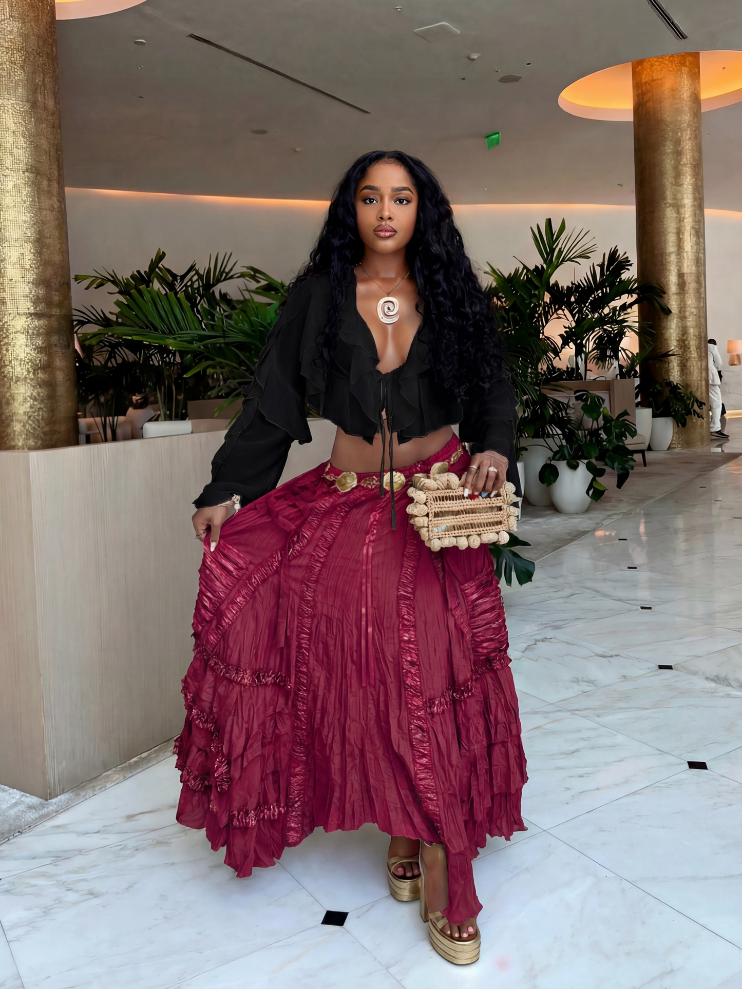 Riley Maxi Skirt - Burgundy