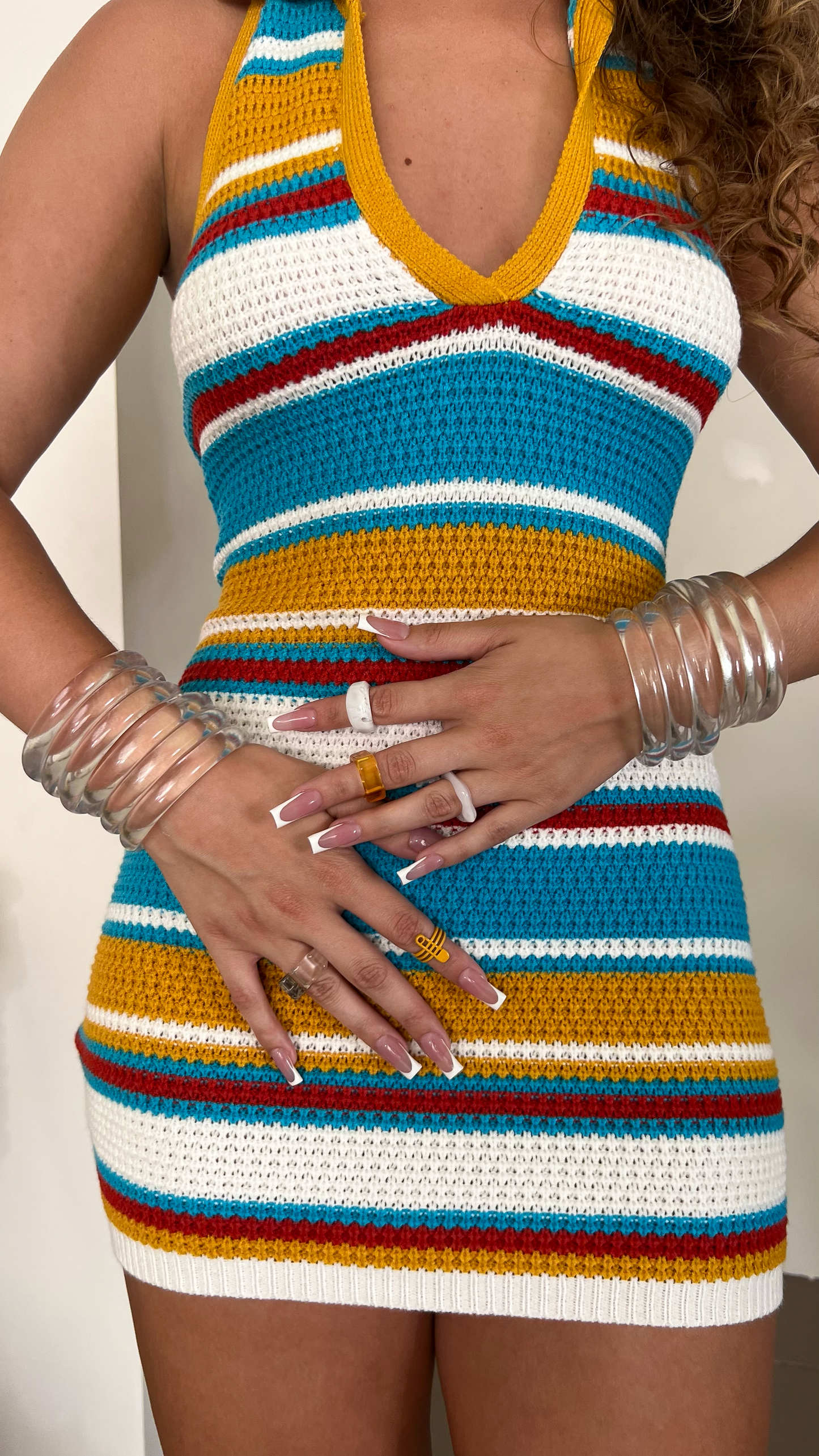 orange and blue mini dress Women's Summer Itinerary Coral Orange & Blue Multi Poolside Print Mini Dress | Size: Xs