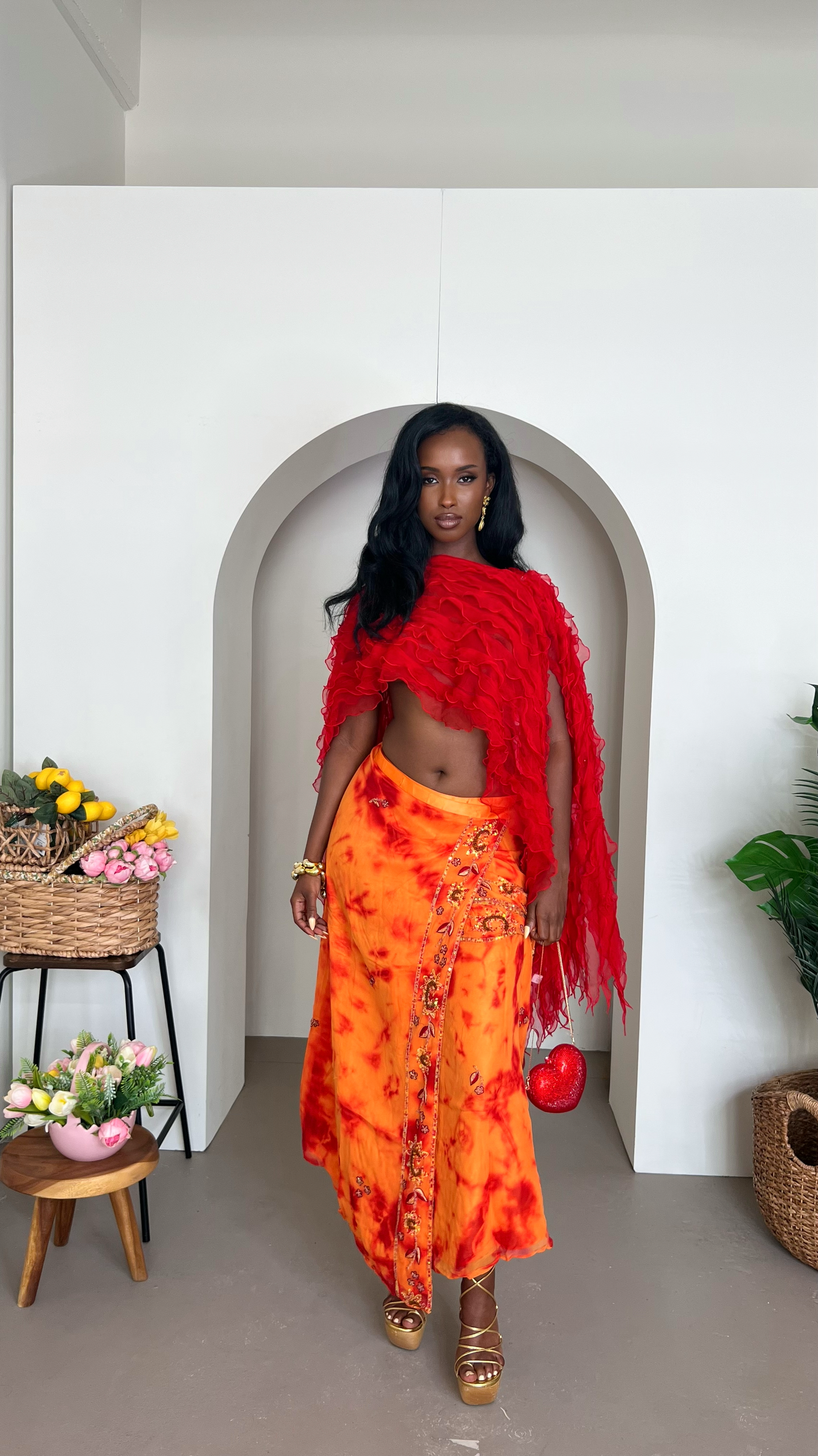 Alessandra Wrap Skirt - Orange