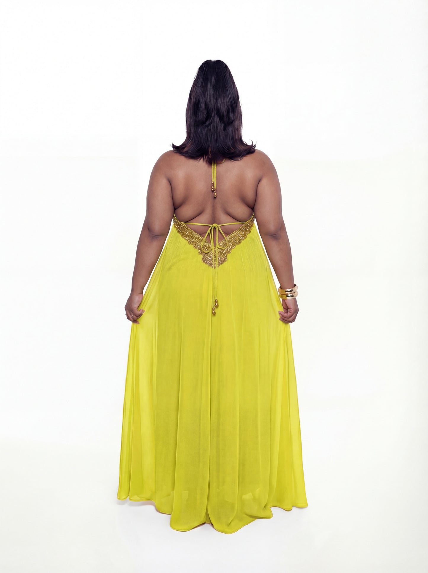 Vittoria Dress (CURVE) - Lime Green
