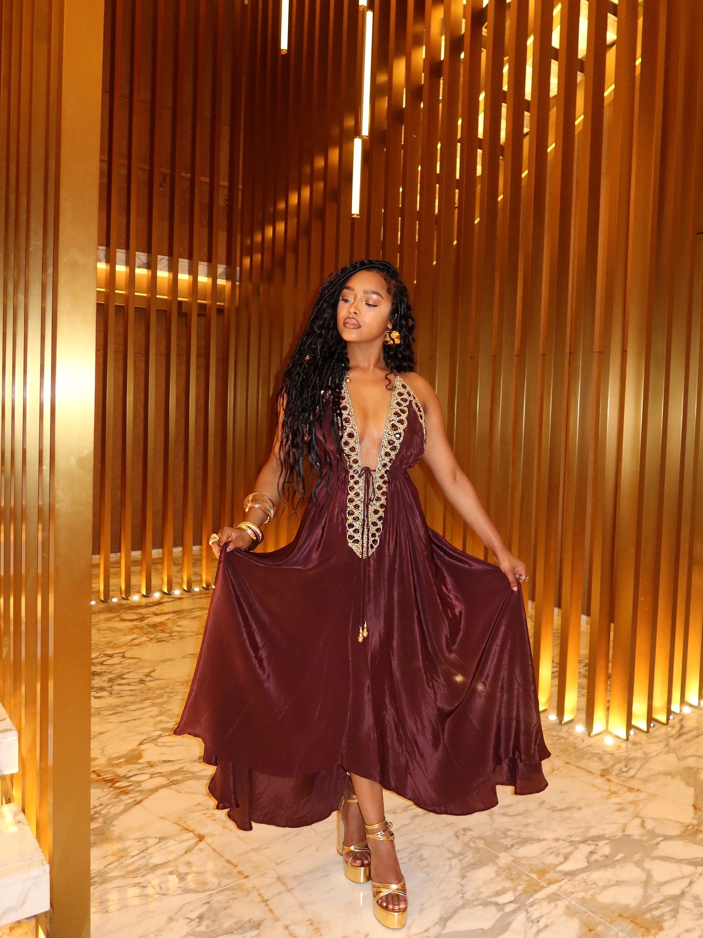 Vittoria Dress - Brown- Preorder Vittoria Dress - Brown- Preorder