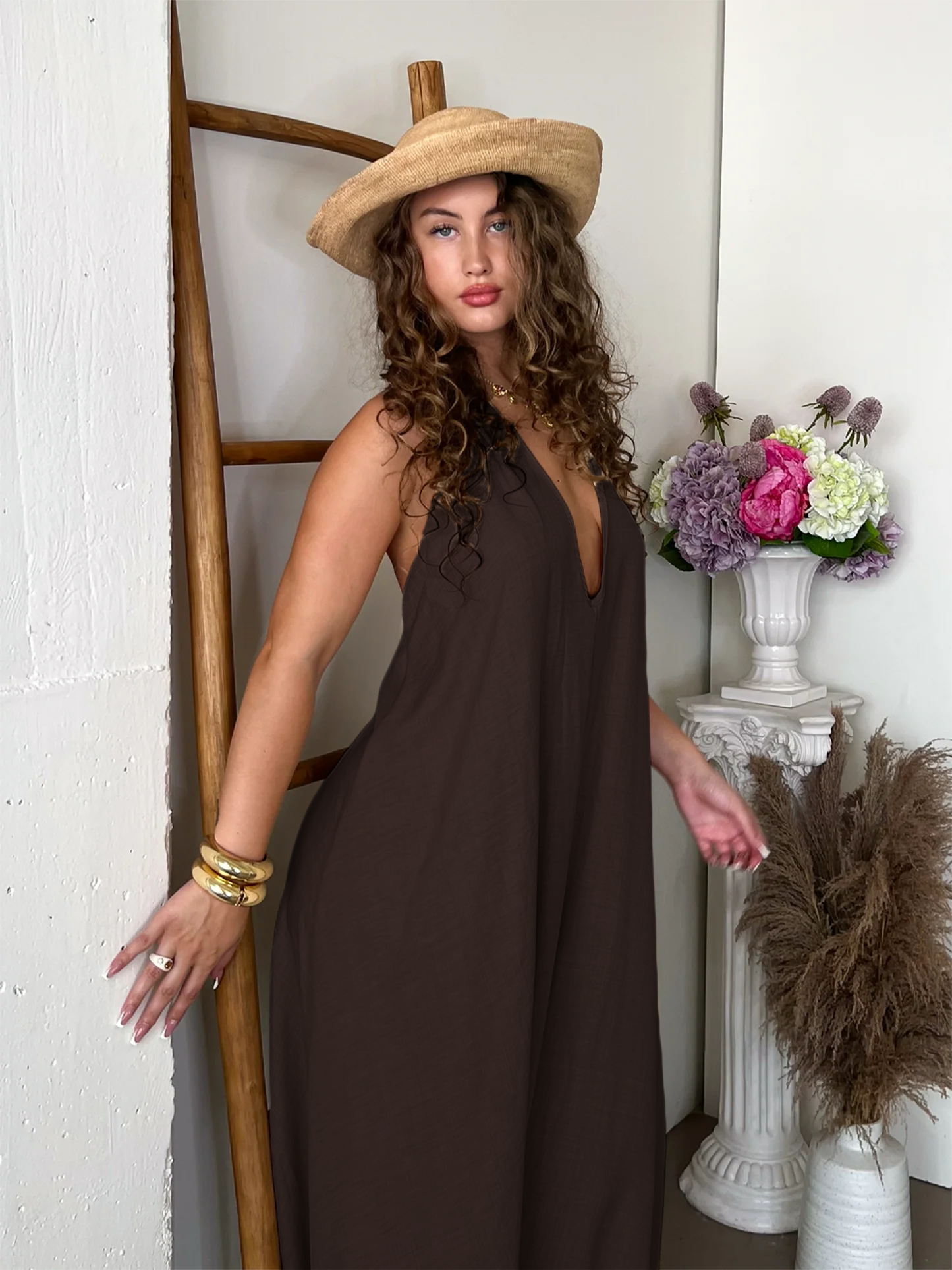 Aicha Maxi Dress - Brown