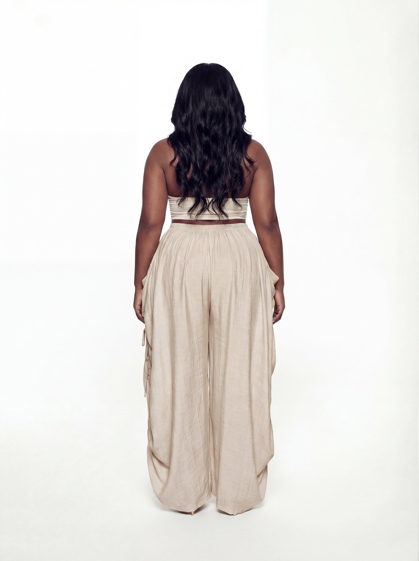 Piper Drawstring Pants (CURVE) - Tan