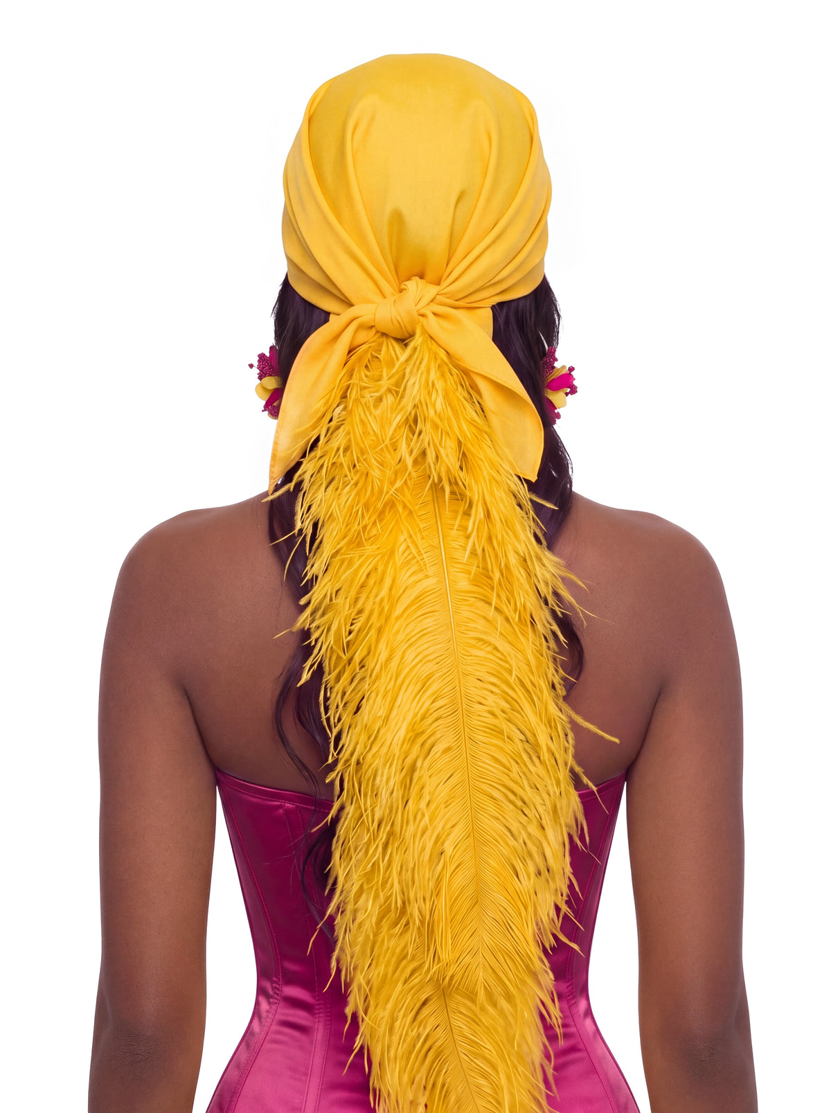 Noire Feather Headscarf- Mustard Yellow