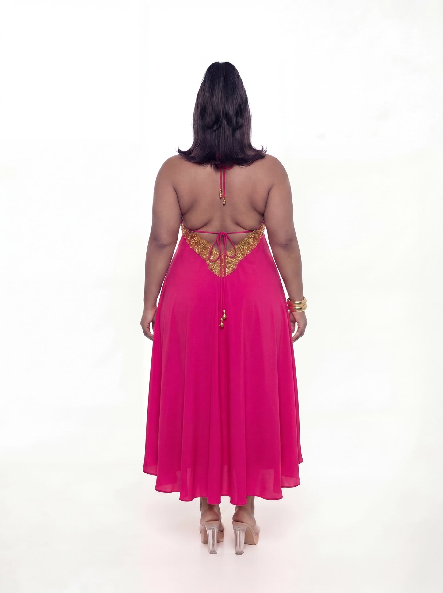 Vittoria Dress (CURVE) - Hot Pink