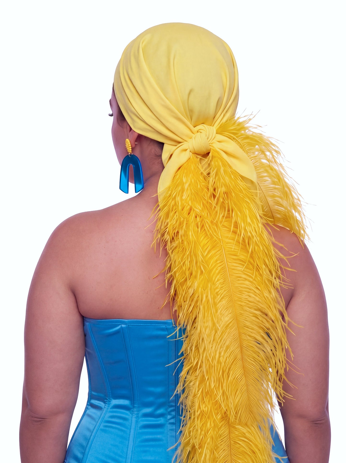 Noire Feather Headscarf- Yellow