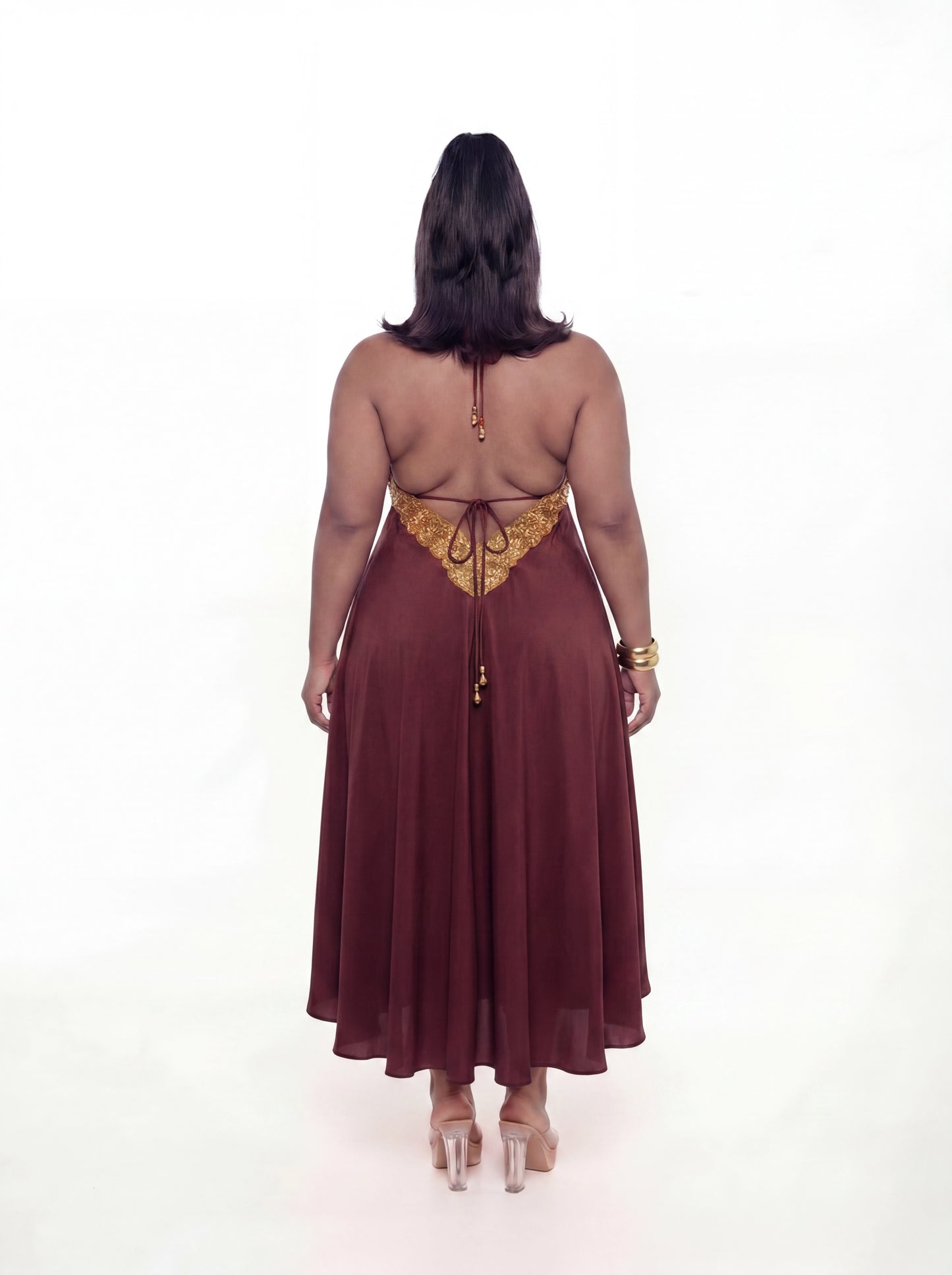 Vittoria Dress (CURVE) - Brown - Preorder