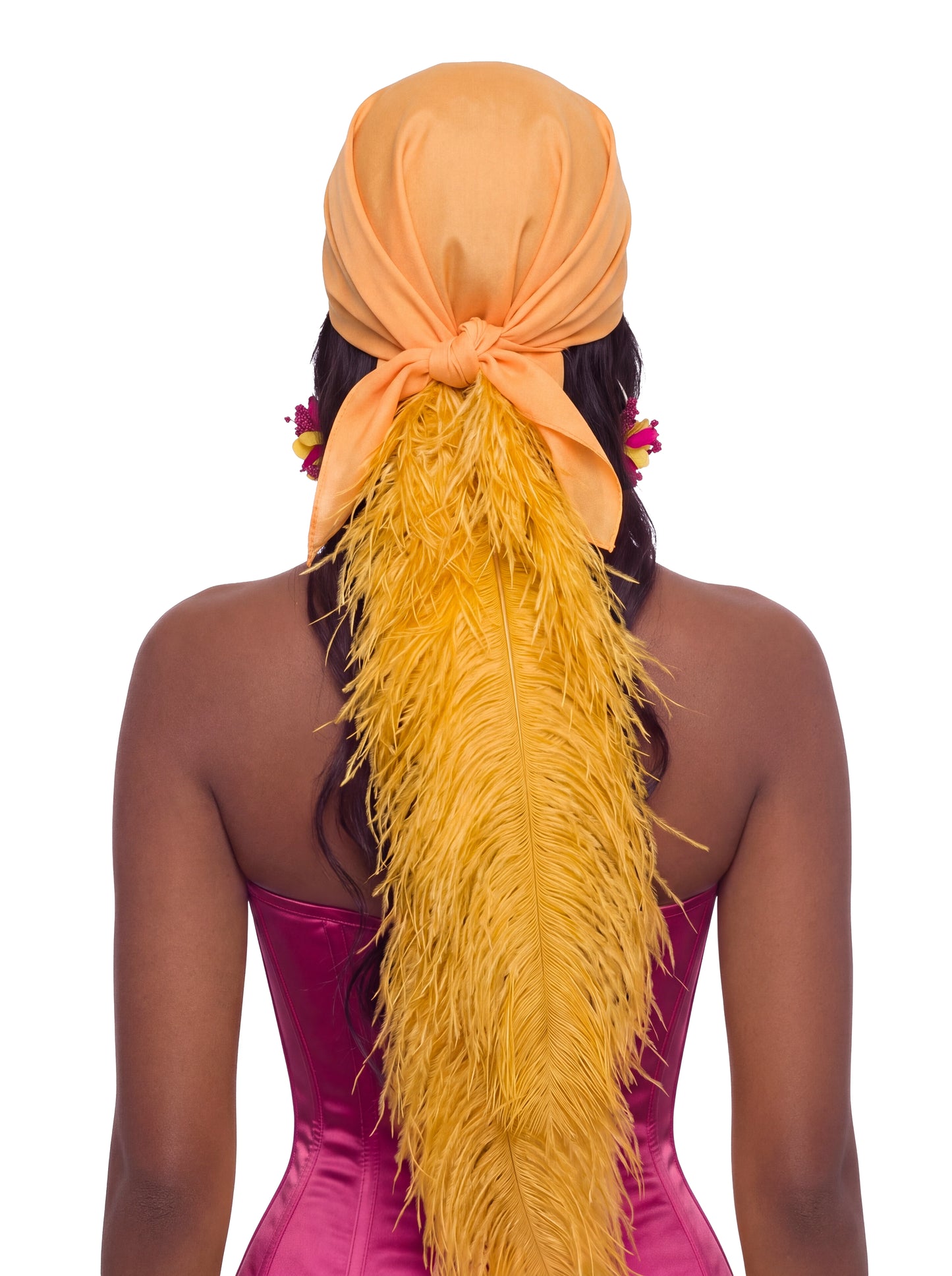 Noire Feather Headscarf- Mustard Yellow