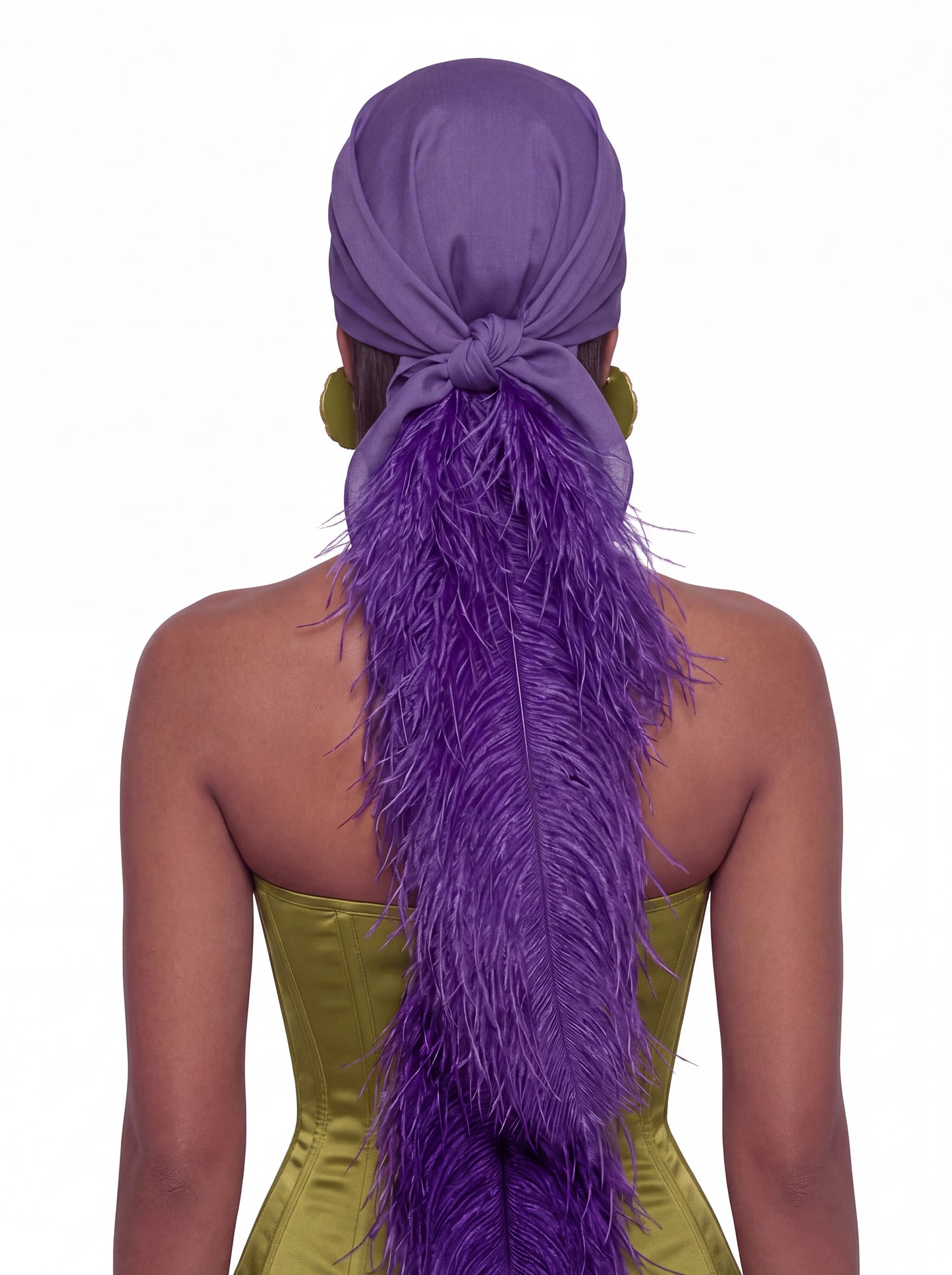 Noire Feather Headscarf- Dark Purple