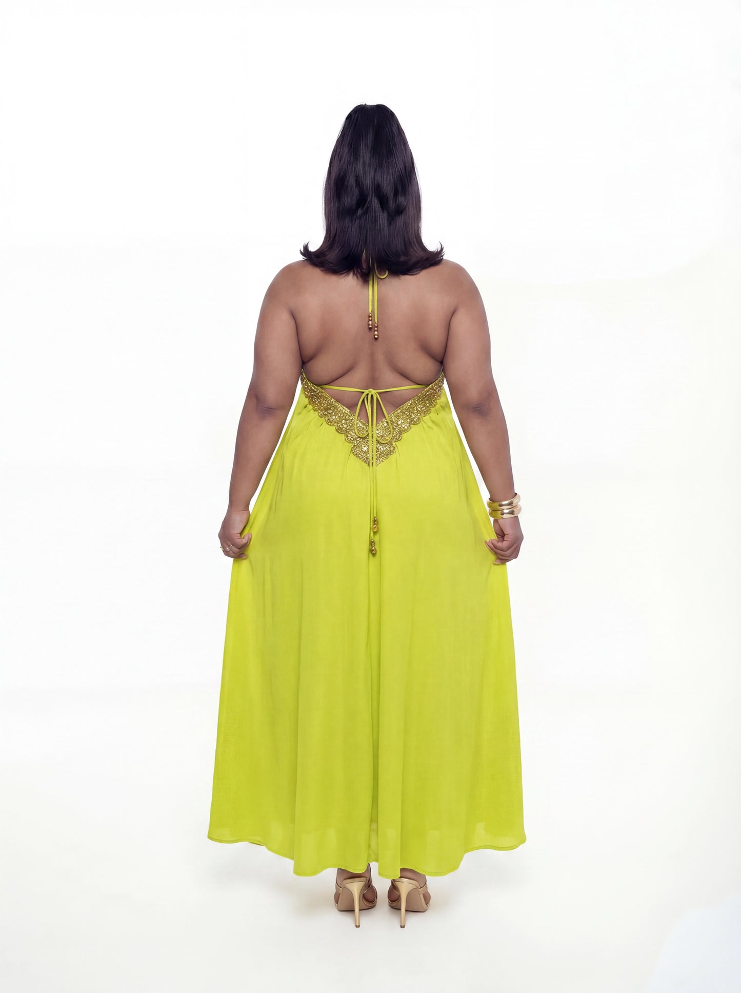Vittoria Dress (CURVE) - Lime Green