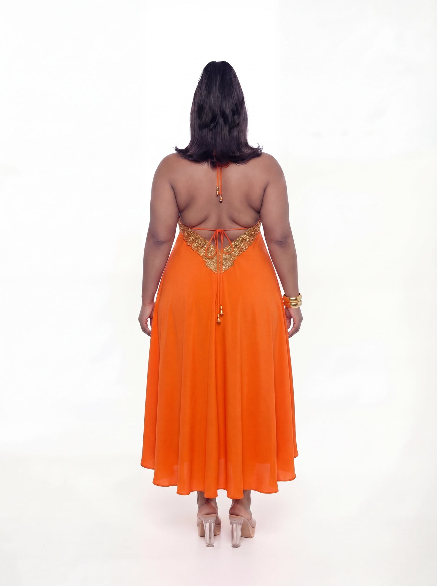 Vittoria Dress (CURVE)- Orange - Preorder