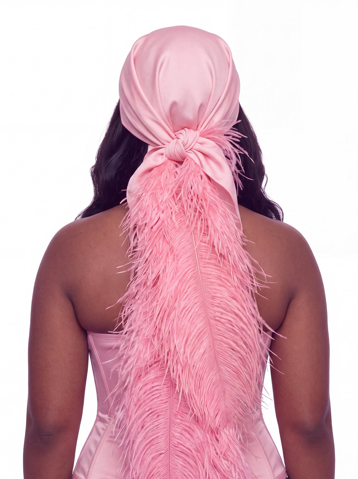 Noire Feather Headscarf- Baby Pink