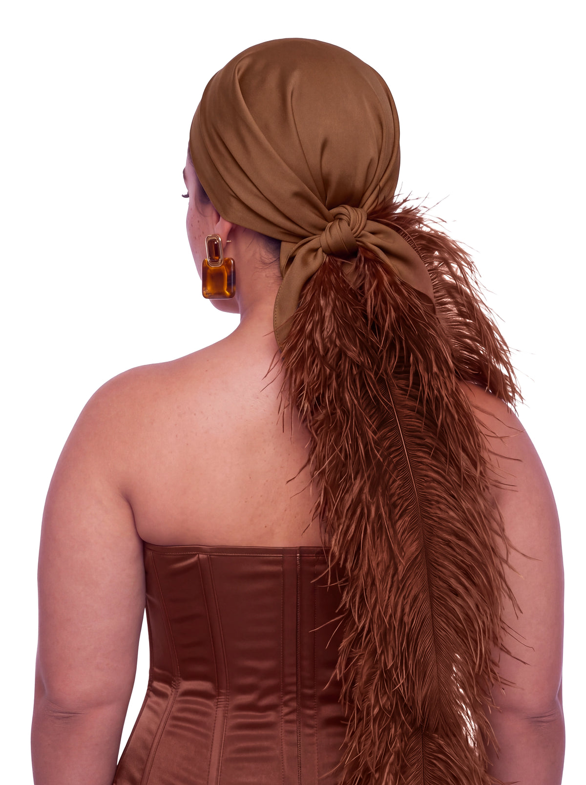 Noire Feather Headscarf- Brown