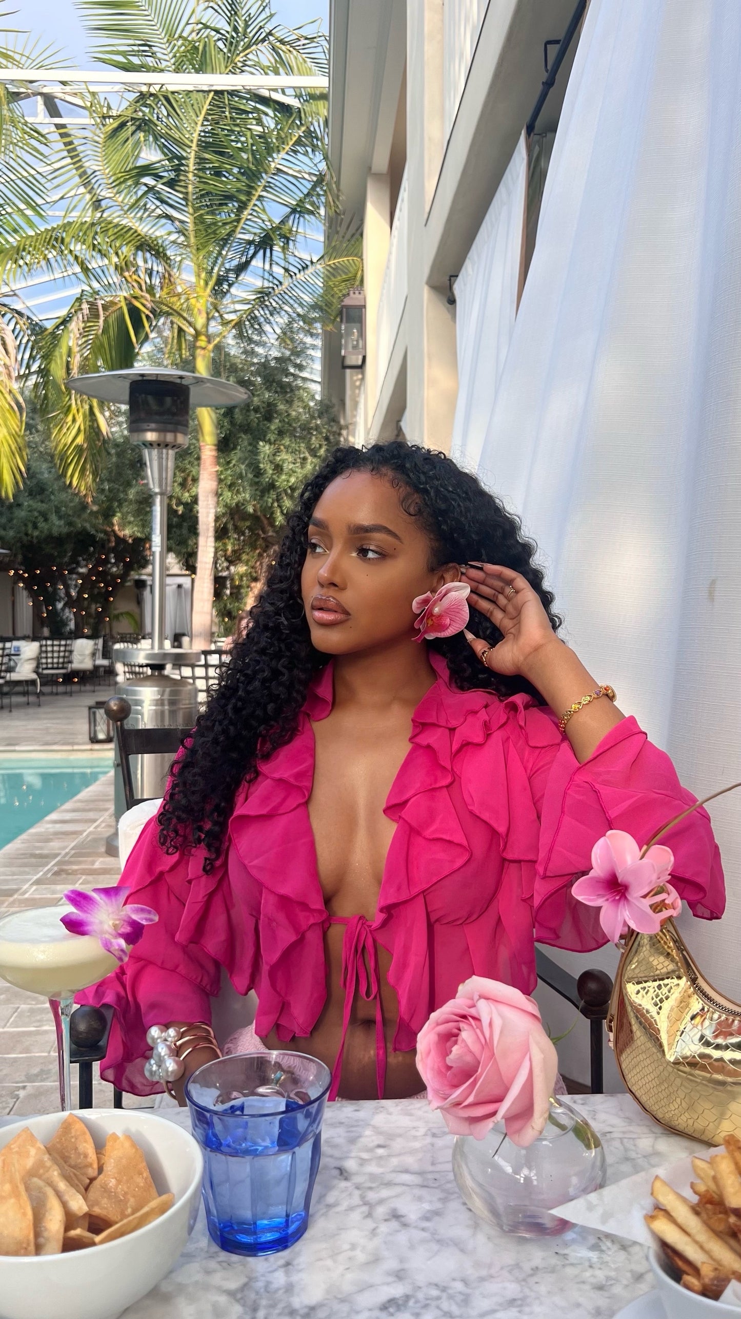 Juliet Ruffled Top - Hot Pink