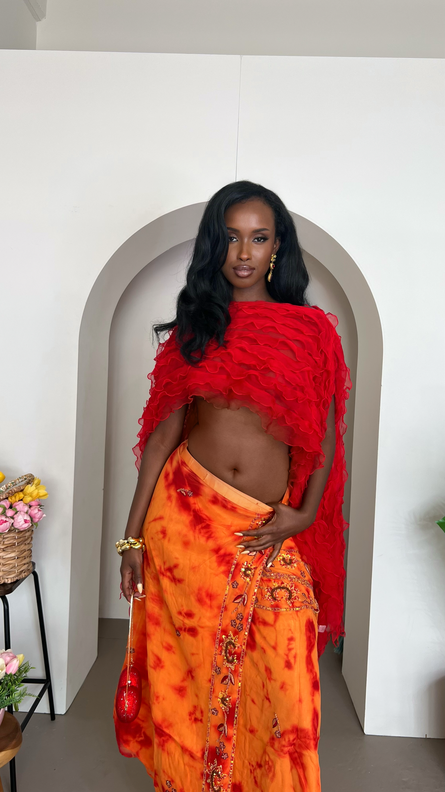 Alessandra Wrap Skirt - Orange