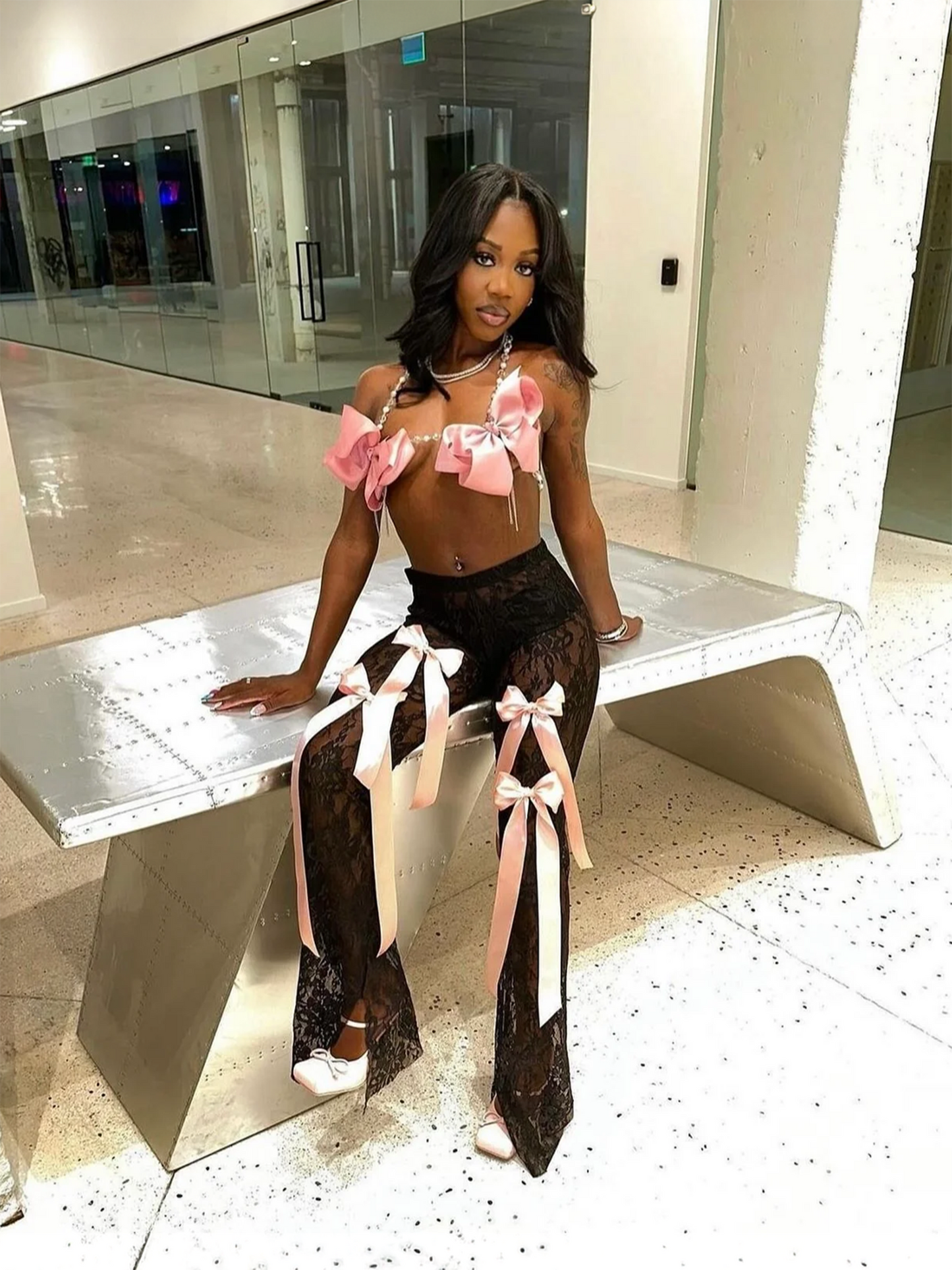 Cinta Ribbon Leggings- Black