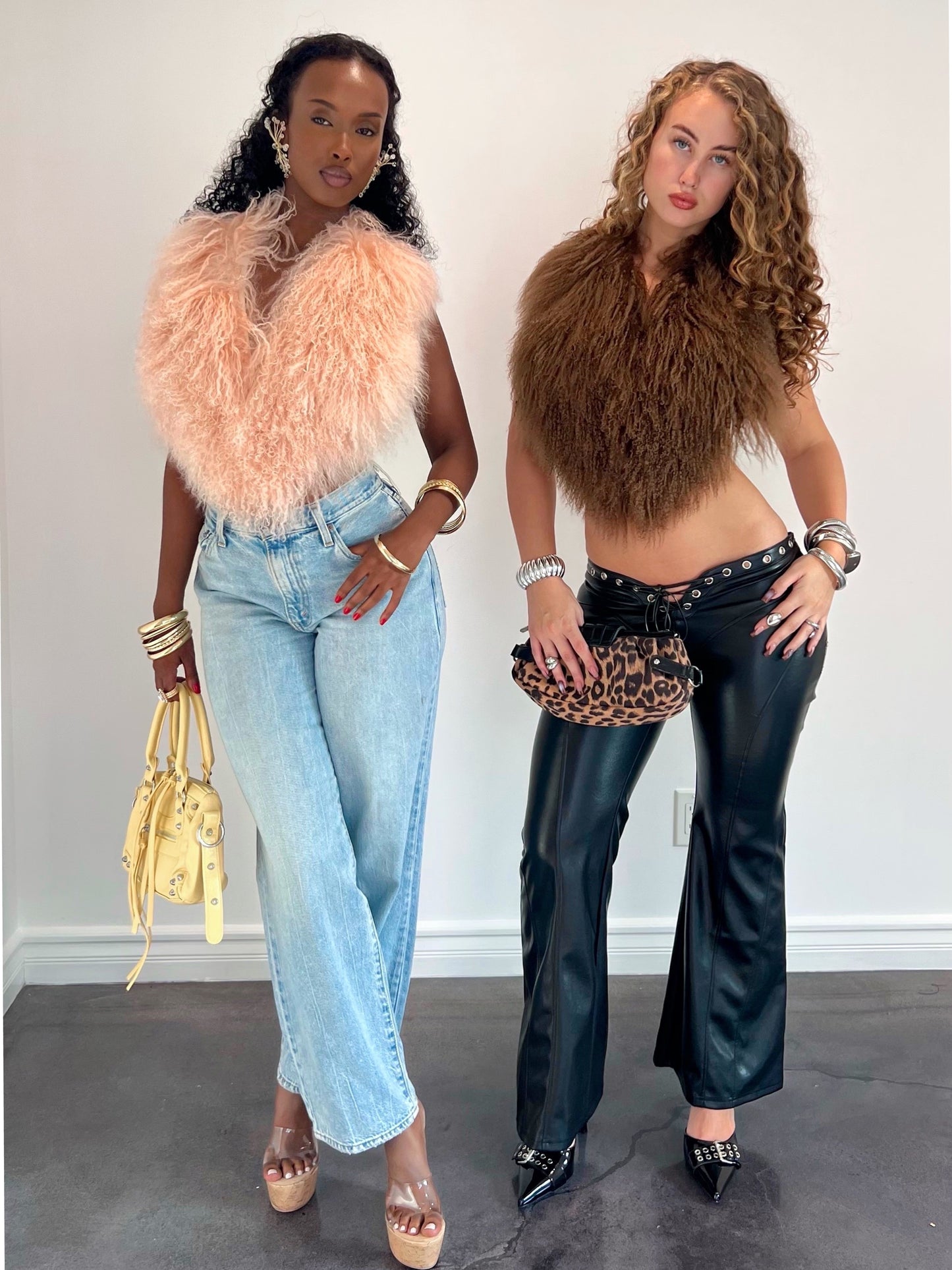 Clarissa Fur Vest - Pale Pink