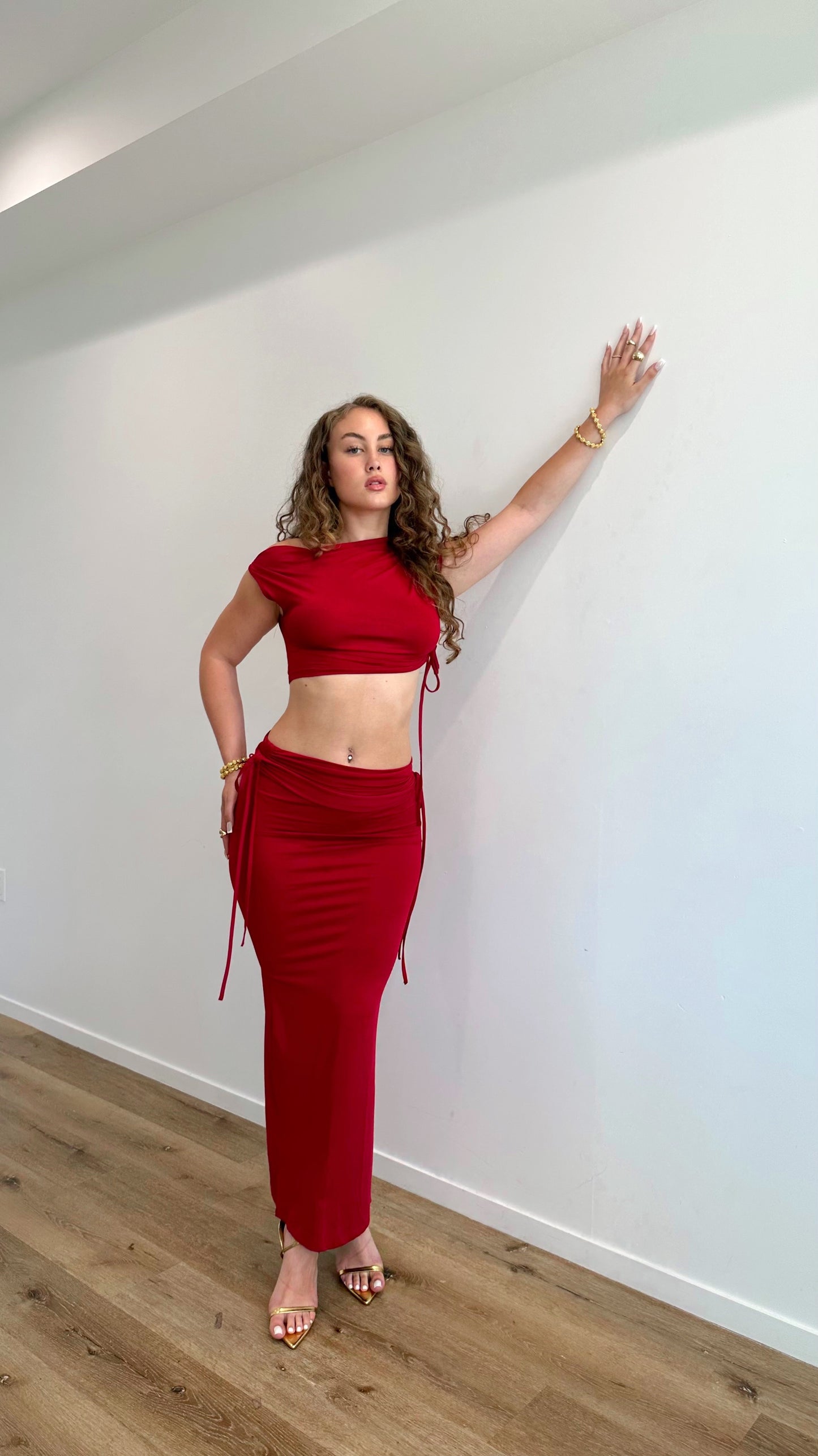 Tai Maxi Skirt Set- Burgundy