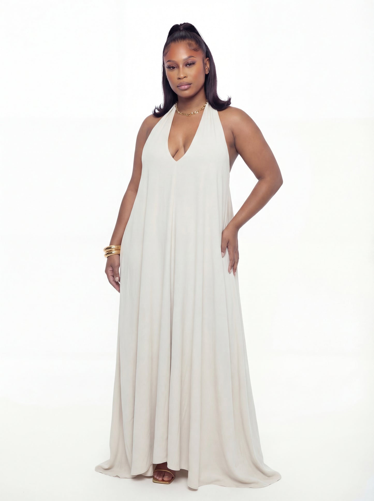 Aicha Maxi Dress (CURVE) - White