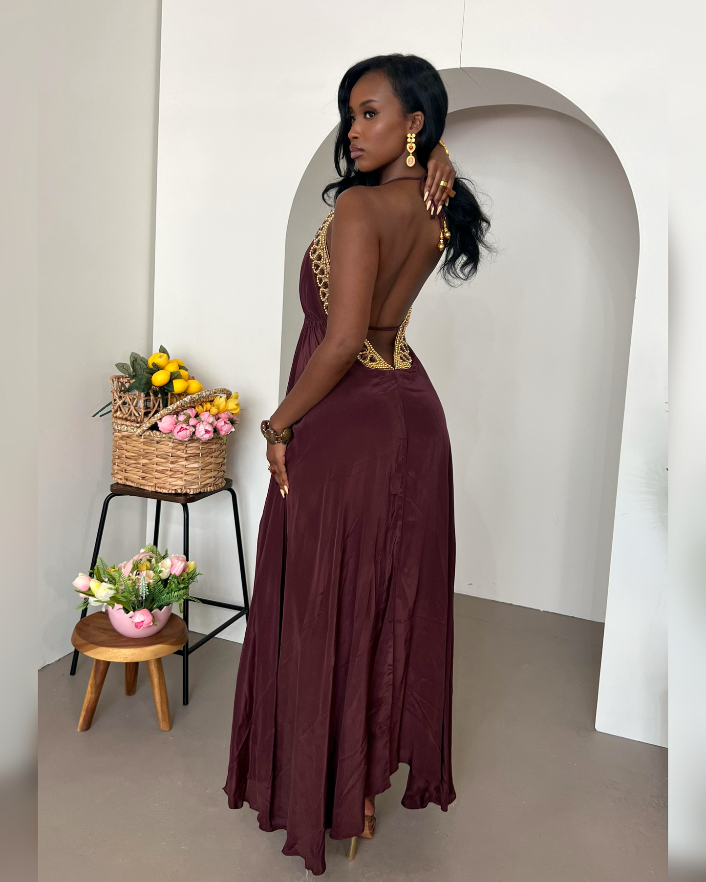 Vittoria  Dress - Brown - Preorder
