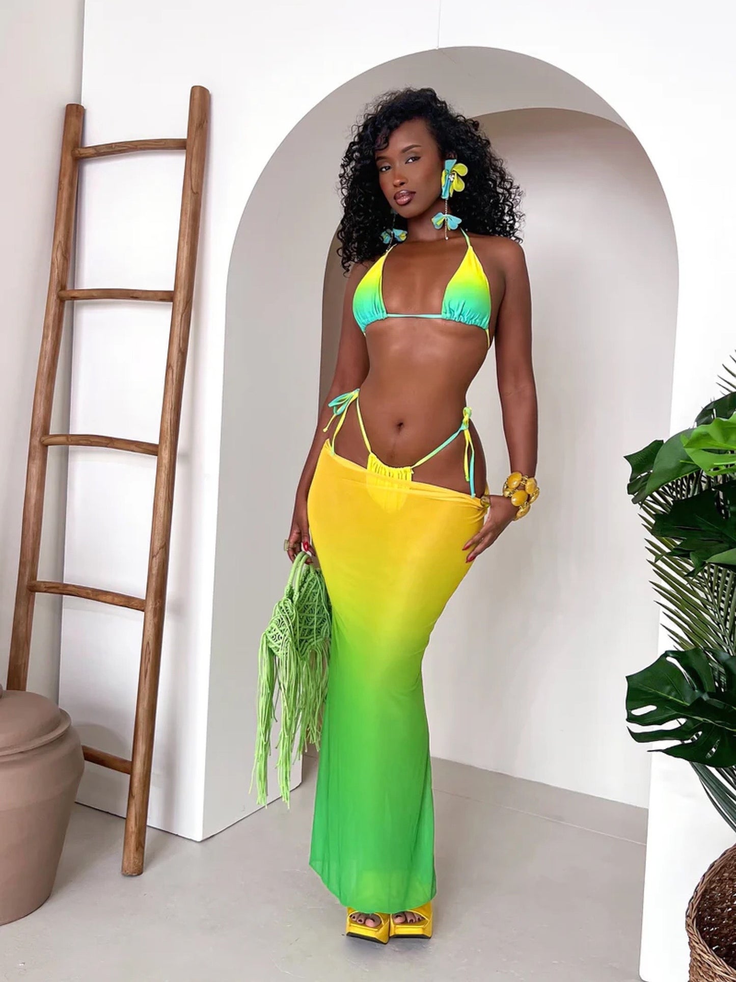 Sienna 3pc Swimsuit - Green/Yellow