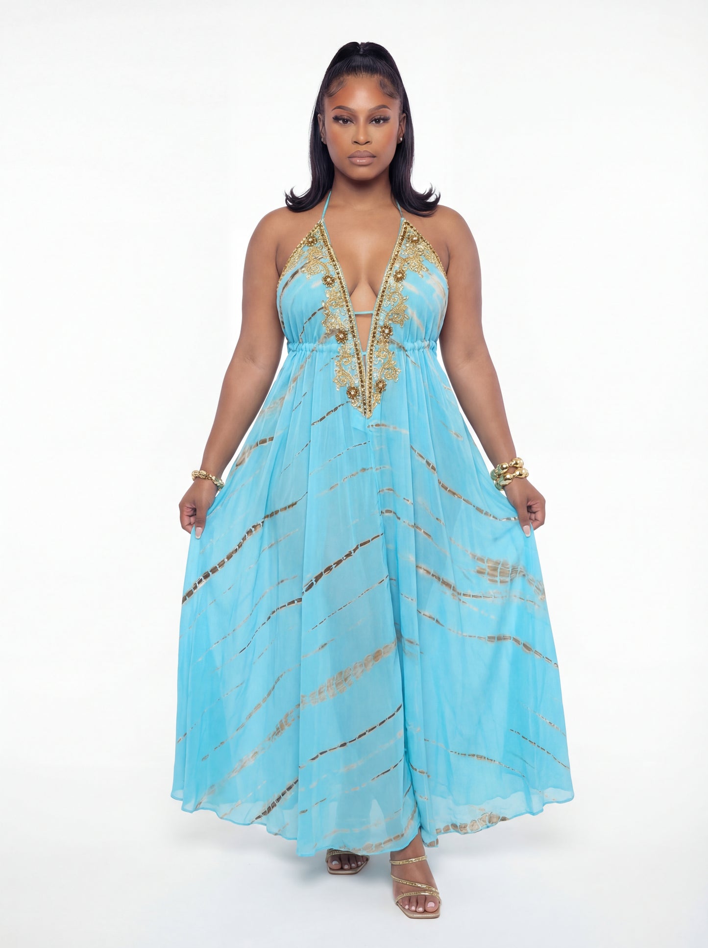 Vittoria Dress (CURVE) -Teal