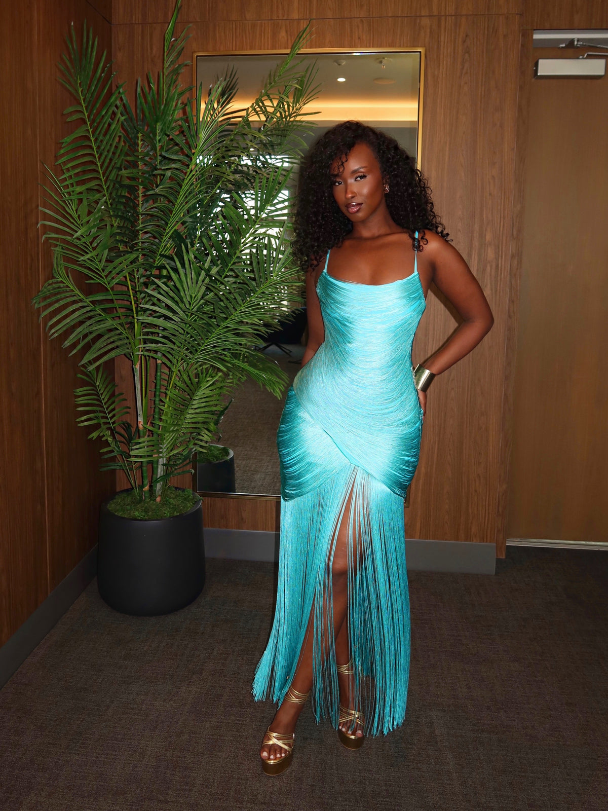 Rite Maxi Fringe Dress - Blue