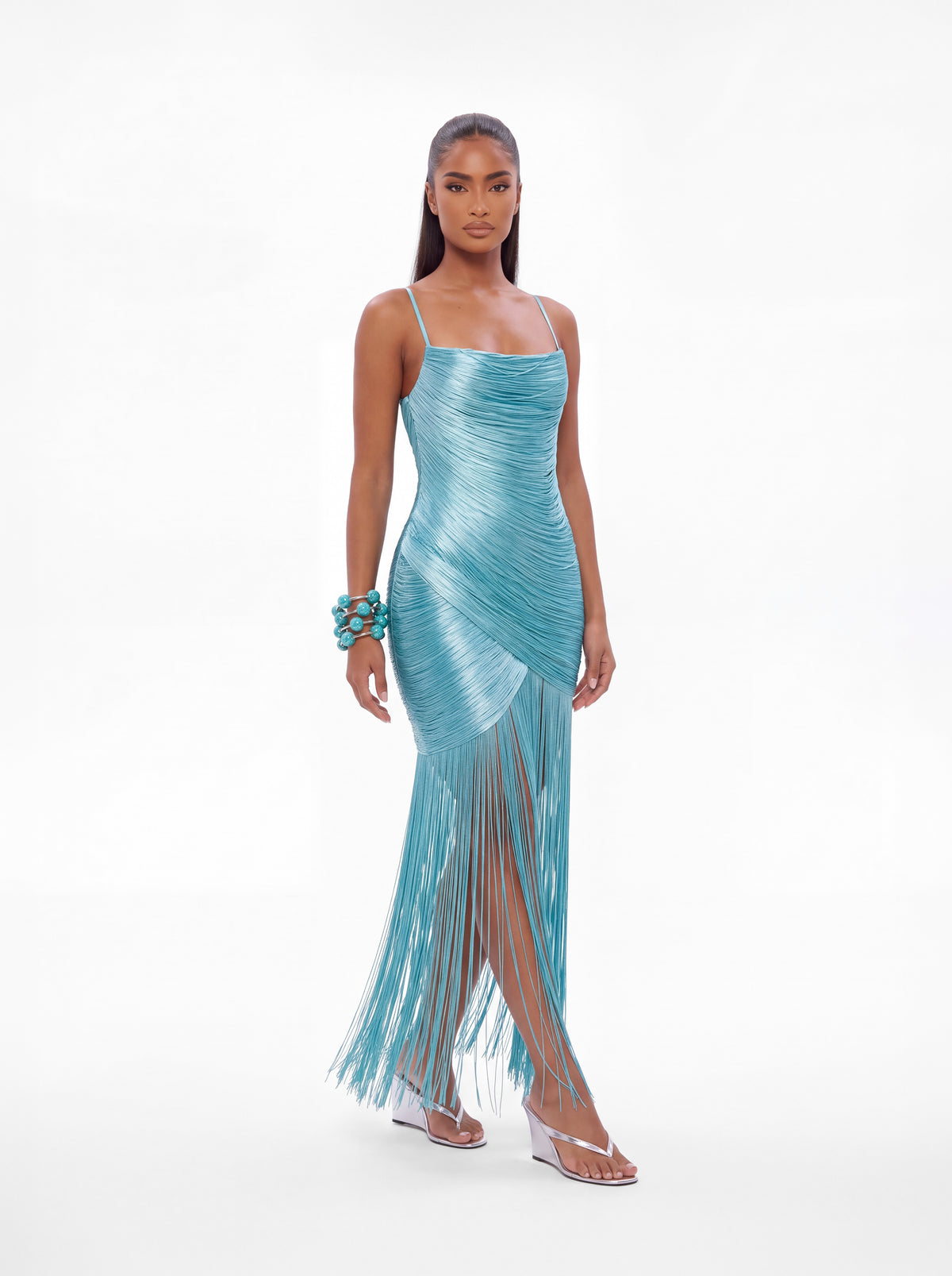 Rite Maxi Fringe Dress - Blue